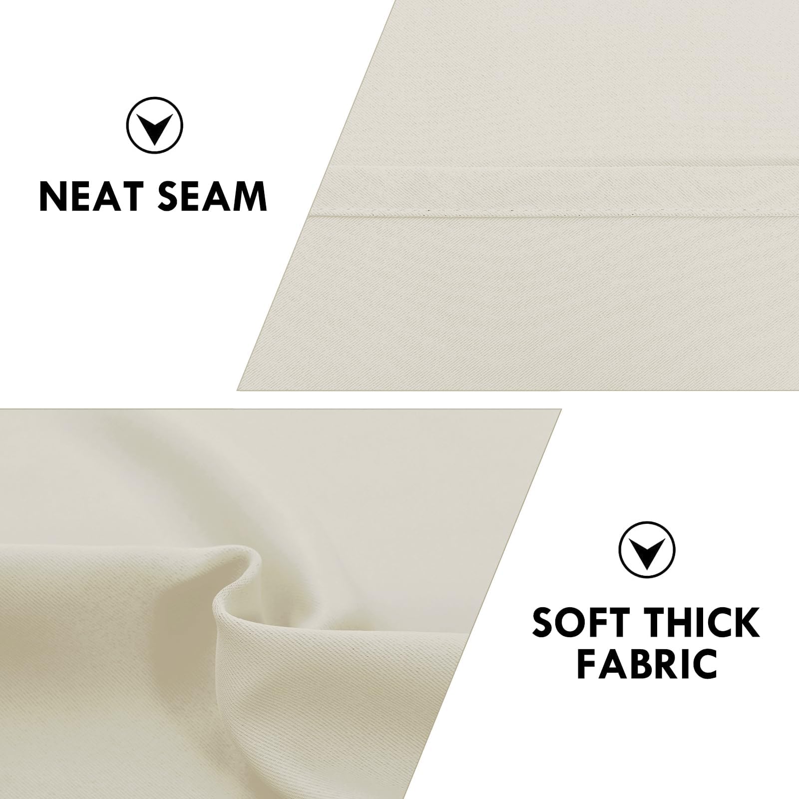 Wide Blackout Curtains for Bedroom 70 x 84 Inch Long Light Beige (2 Count)