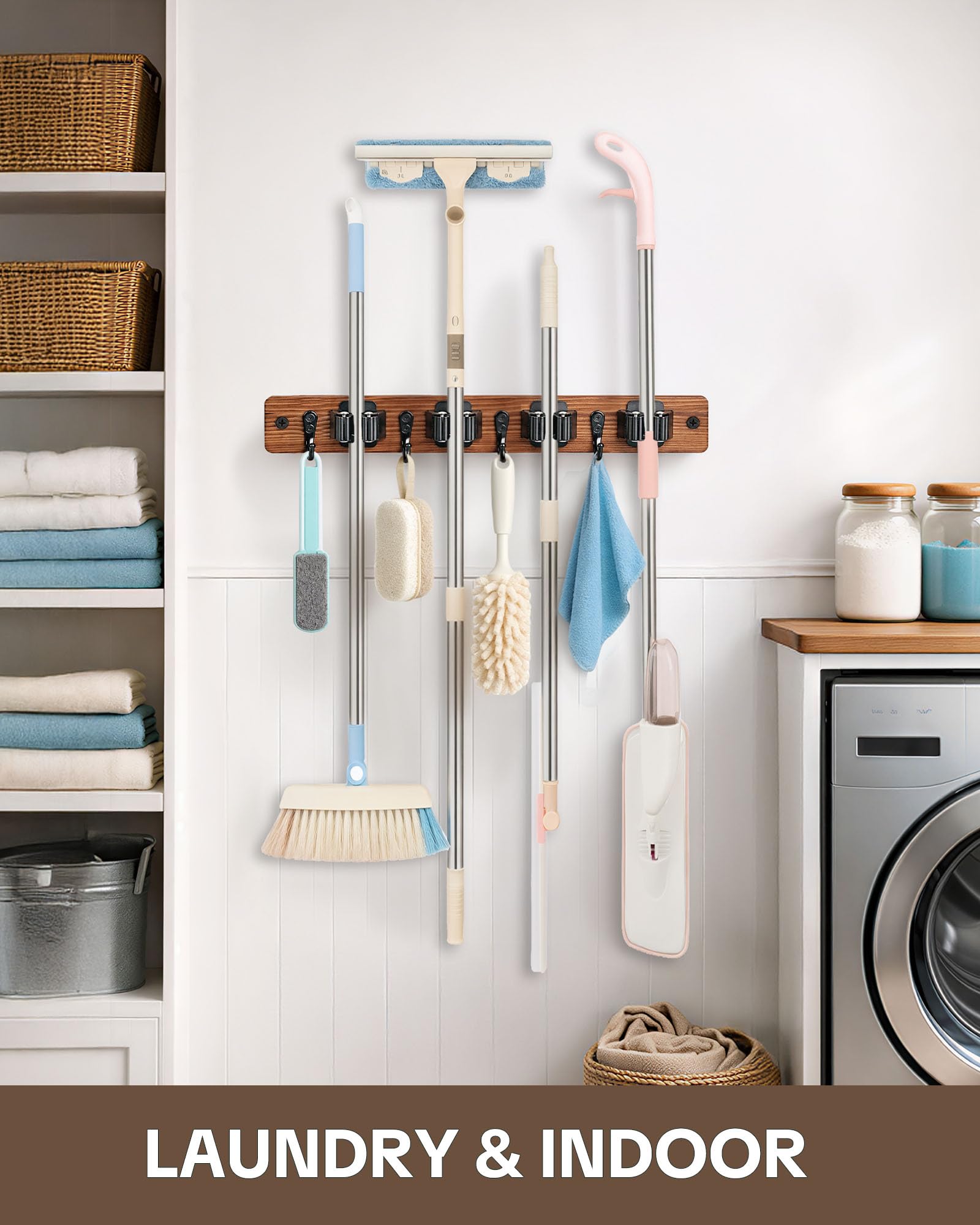 2 Pack Broom Holder Wall Mount (2 Count)