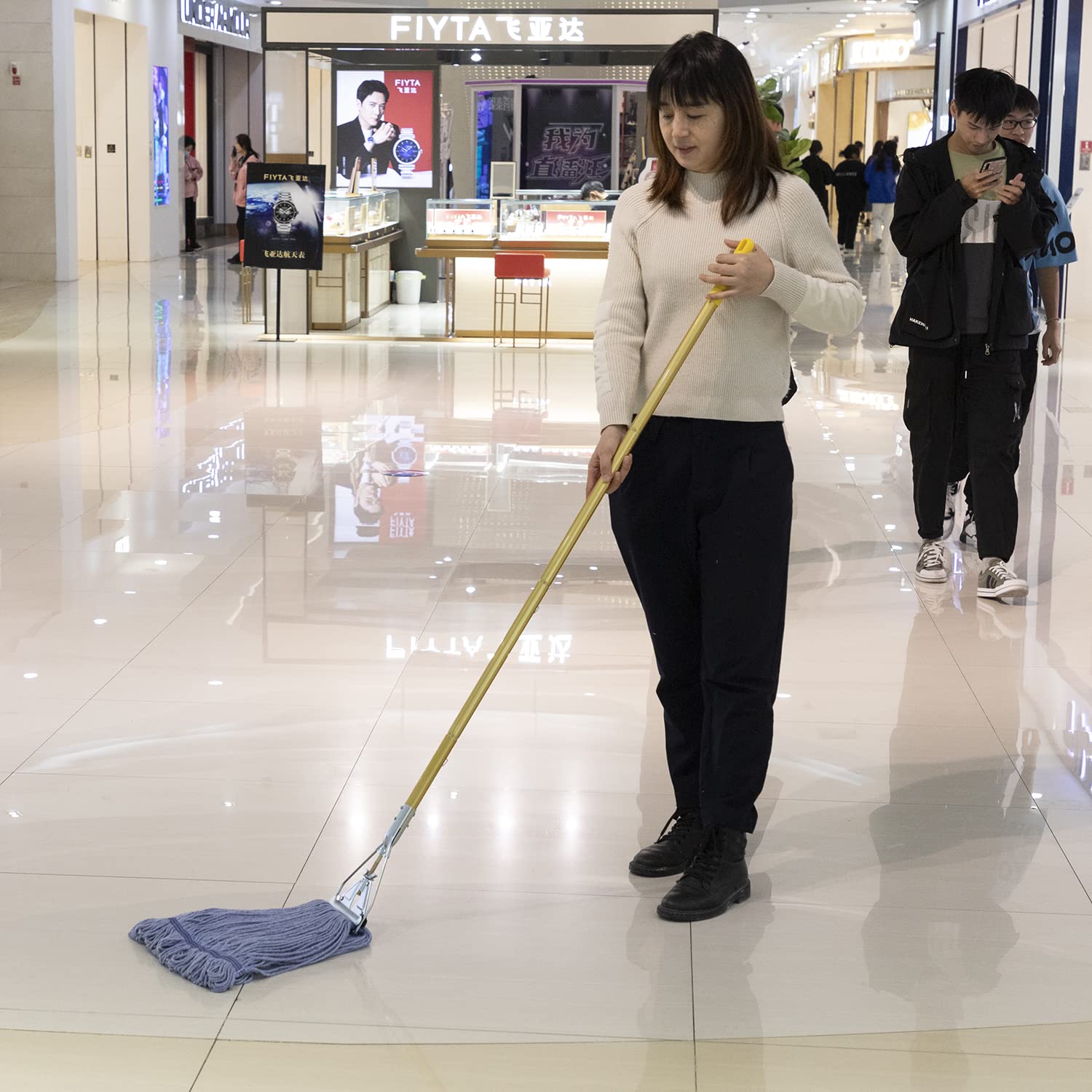 Heavy Duty Commercial Industrial Mop with 2 Large Head Replacement