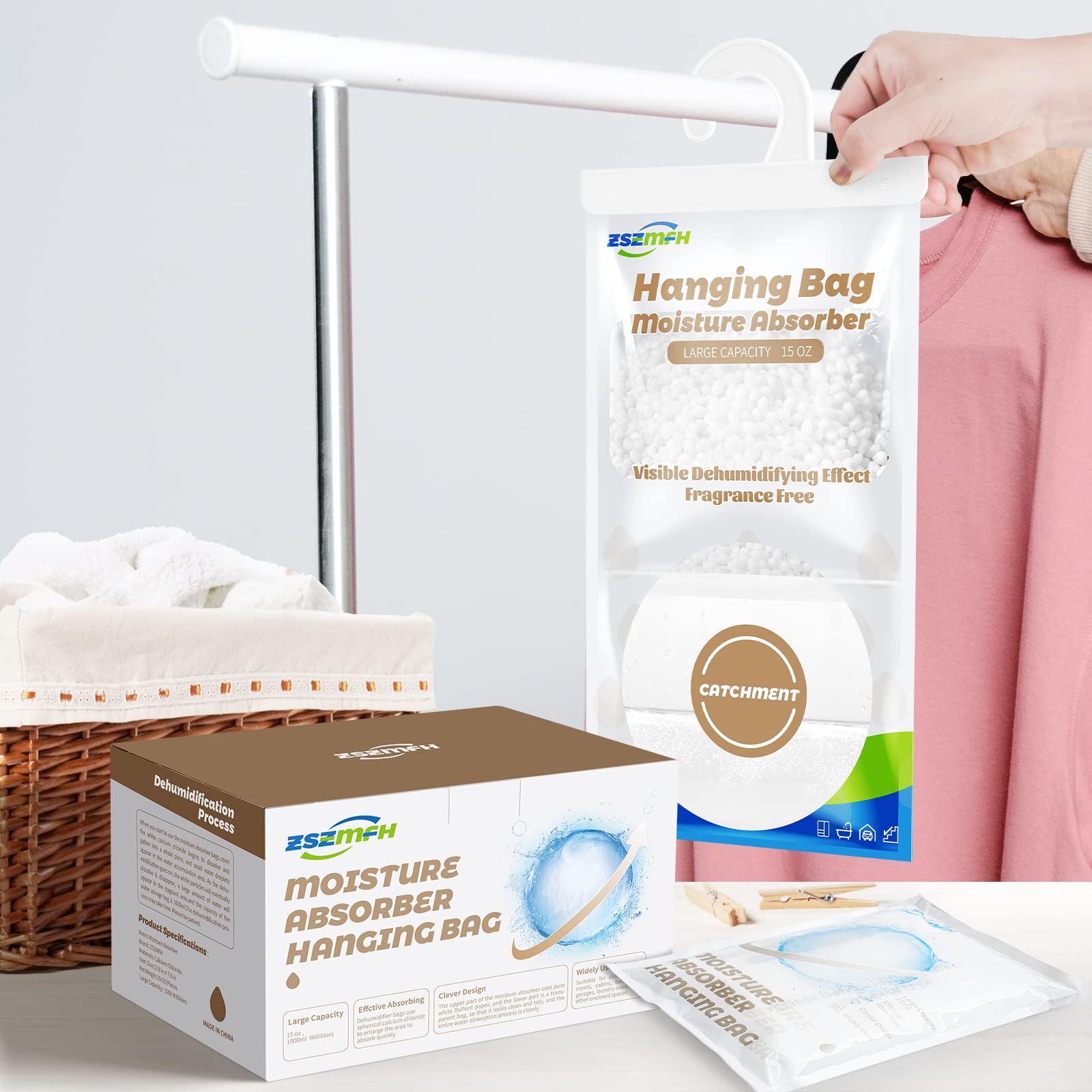 8 Pack Moisture Absorber Hanging Bags (8 Count)