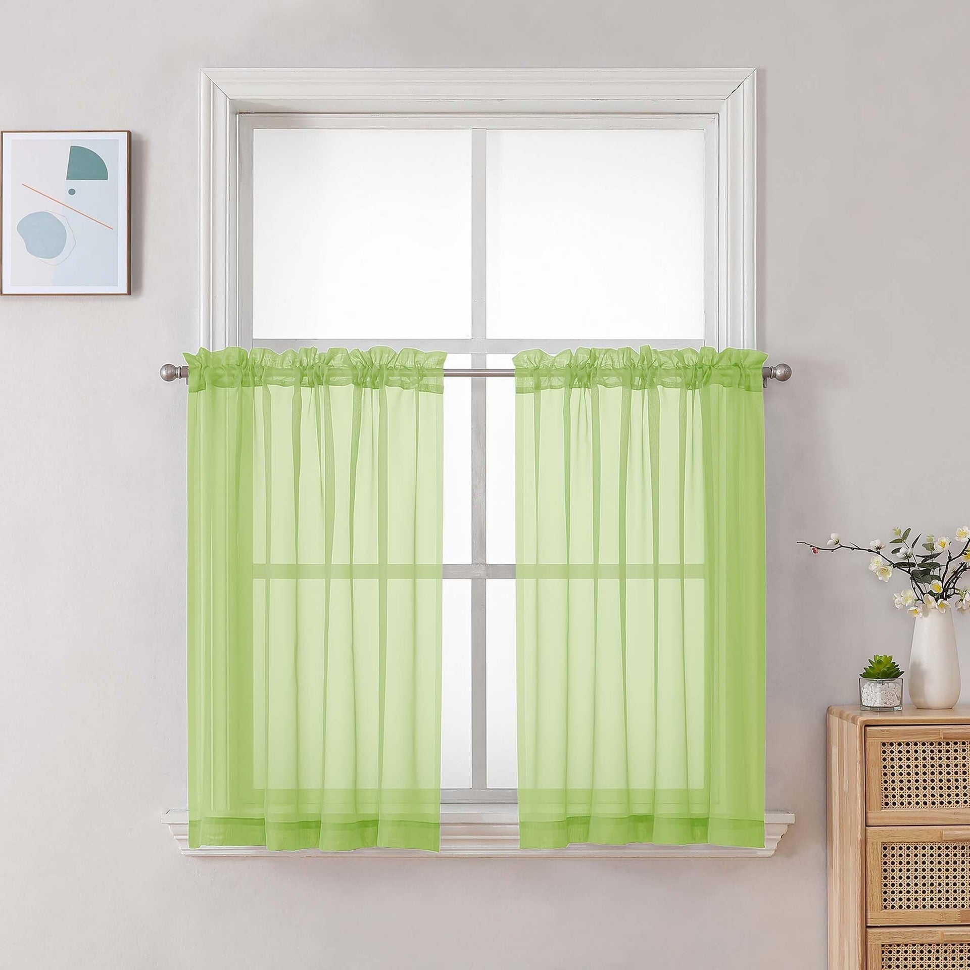 Sheer Curtains 36 inch Length 2 Panels Set (2 Count)