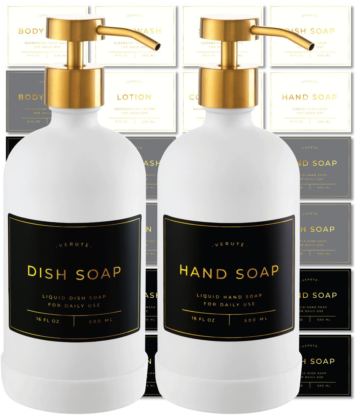 Hand and Dish Soap Dispenser for Kitchen and Bathroom (2 Count)