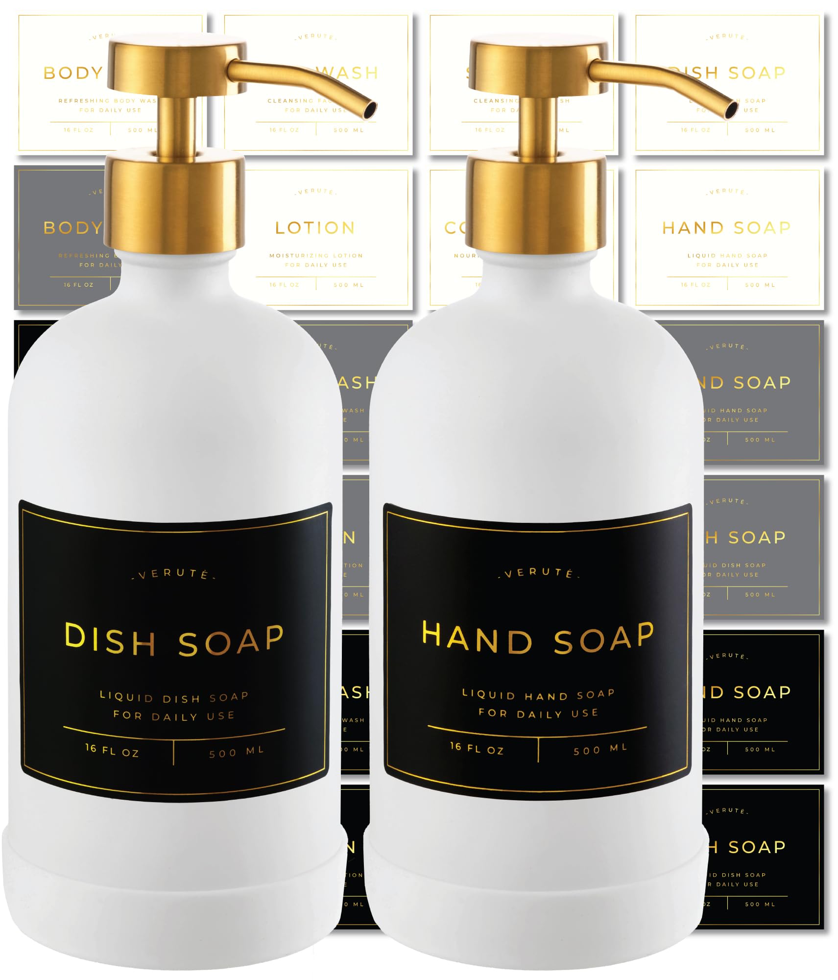 Hand and Dish Soap Dispenser for Kitchen and Bathroom (2 Count)