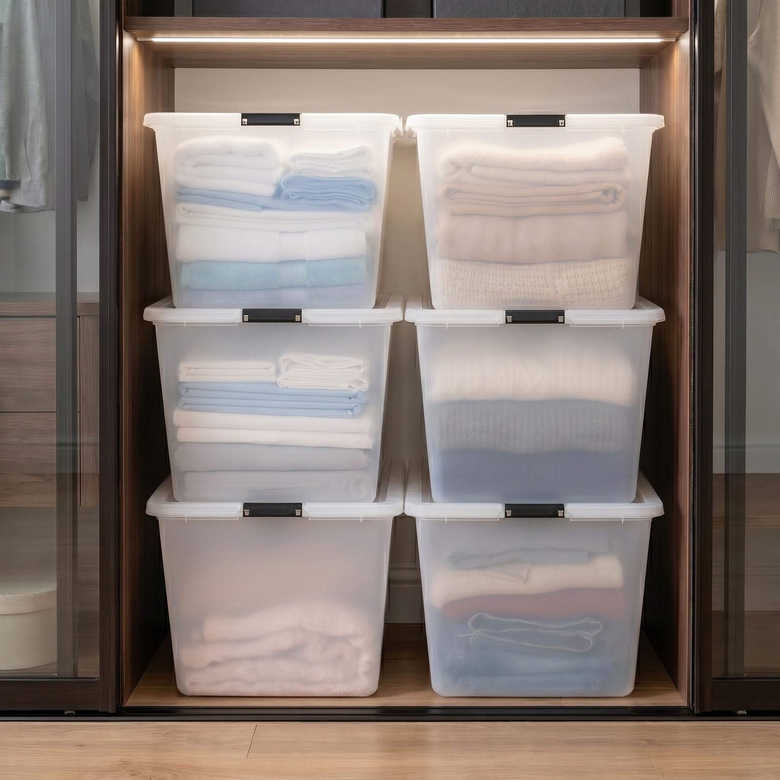 6 Pack 55 Quart Clip Box with Latching Lid (6 Count)