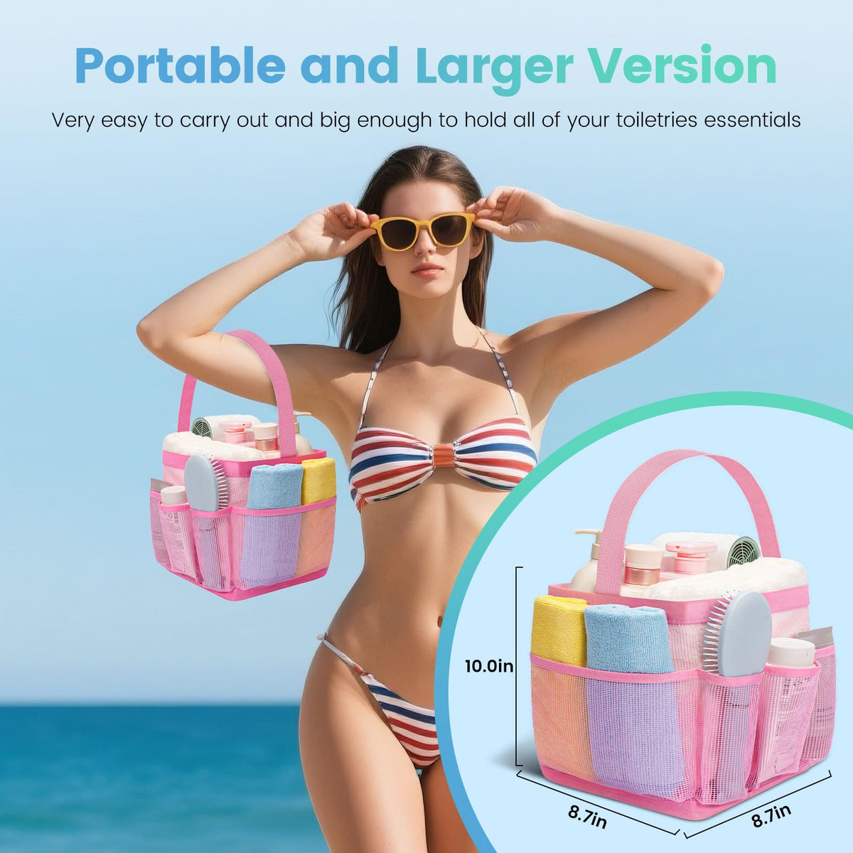 Shower Caddy Portable for College Dorm Room Essentials for Girls with 9 Pockets