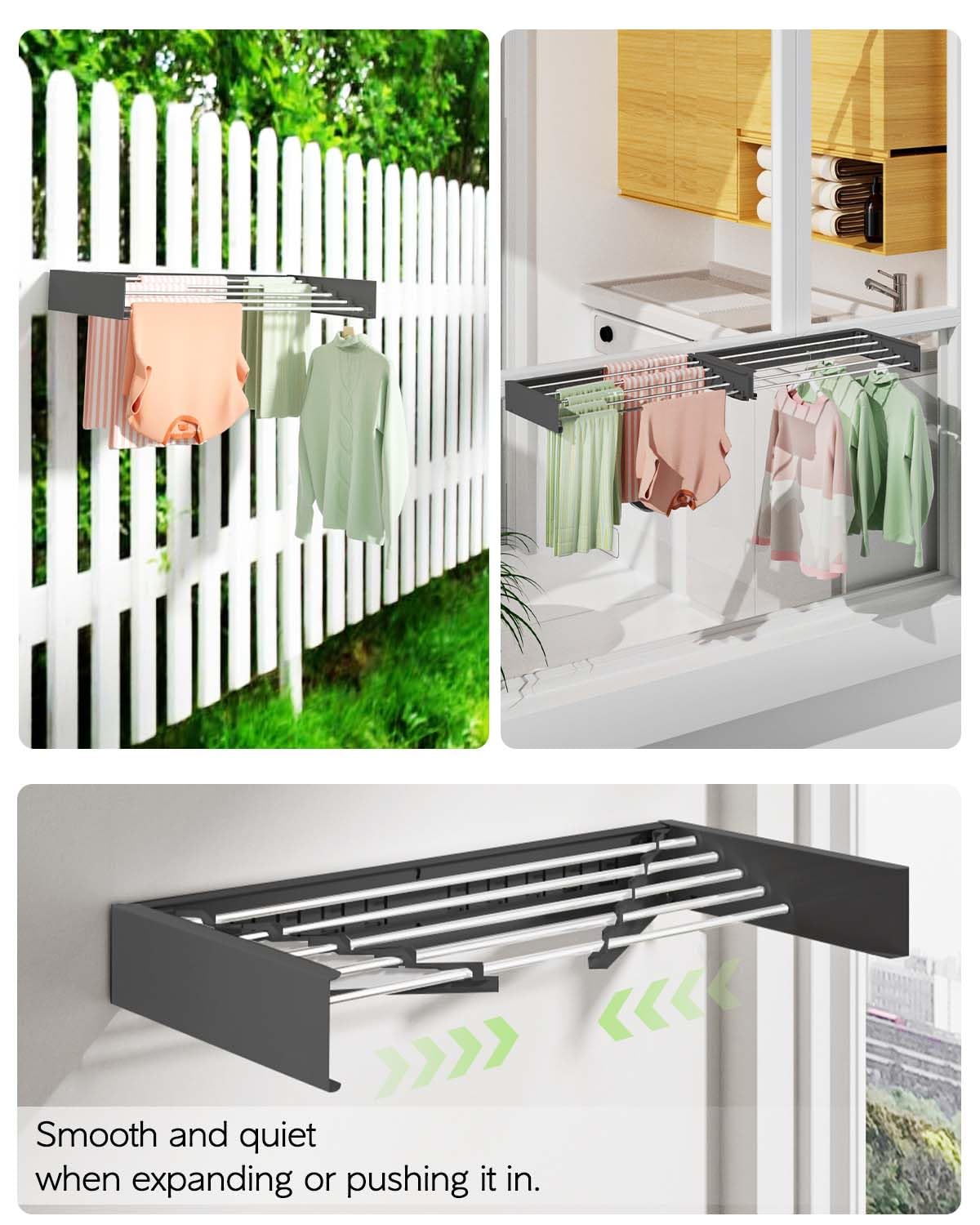 Wall Mounted Clothes Drying Rack 32"