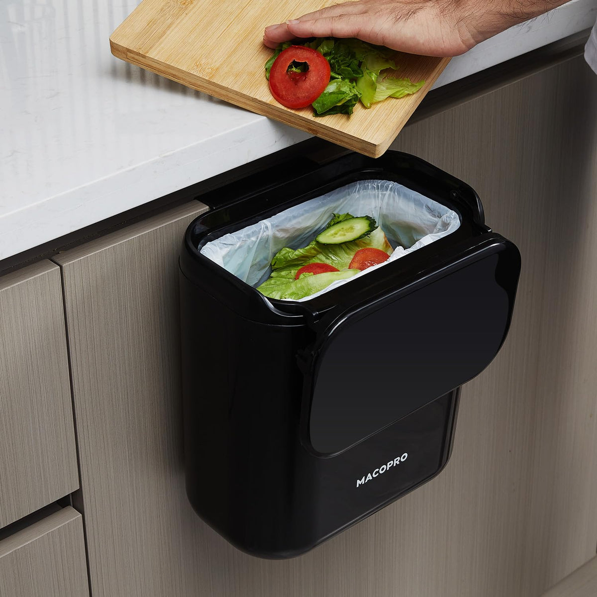 Compost Bin Hanging Trash Can with Lid Under Sink for Kitchen (337.92 Fl Oz)