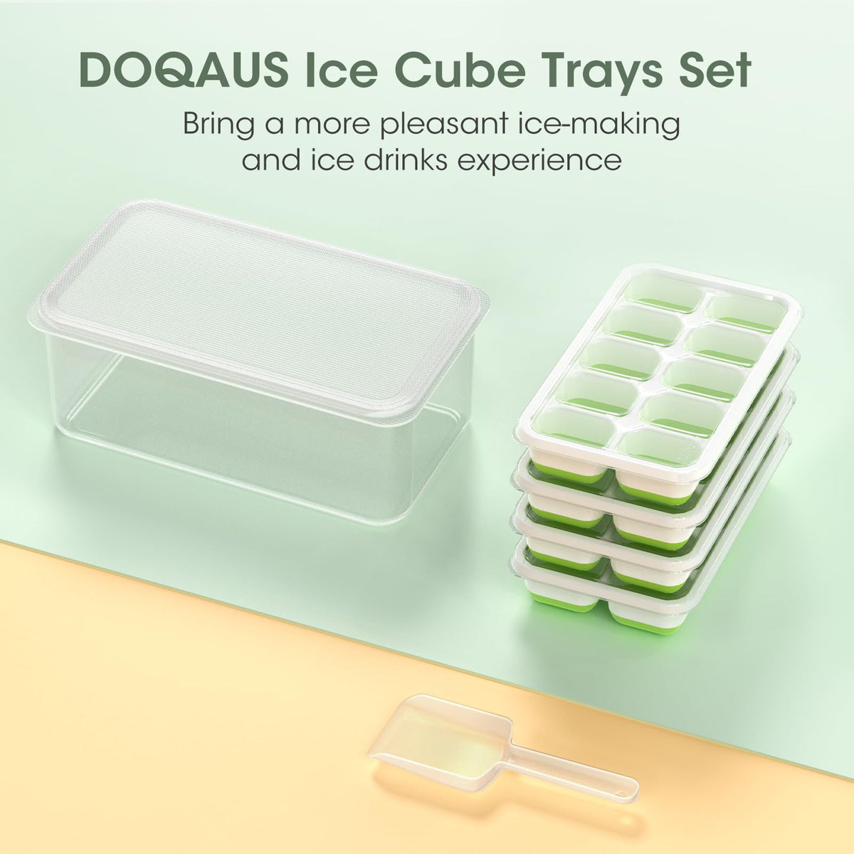 Ice Cube Tray with Lid and Bin (56 Count)