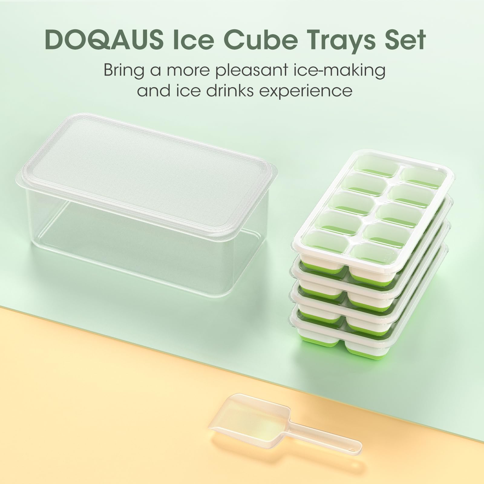 Ice Cube Tray with Lid and Bin (56 Count)