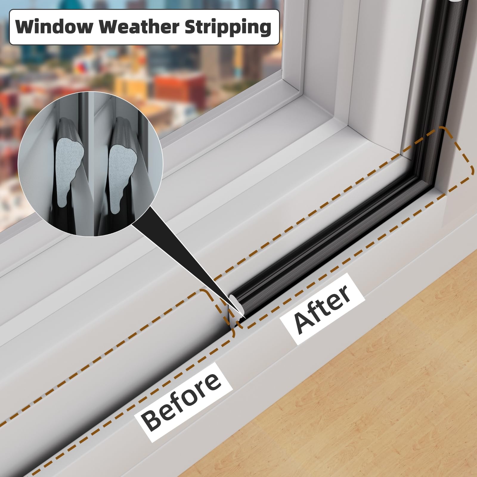 9.8 Ft Weather Stripping Seal Strip for Doors