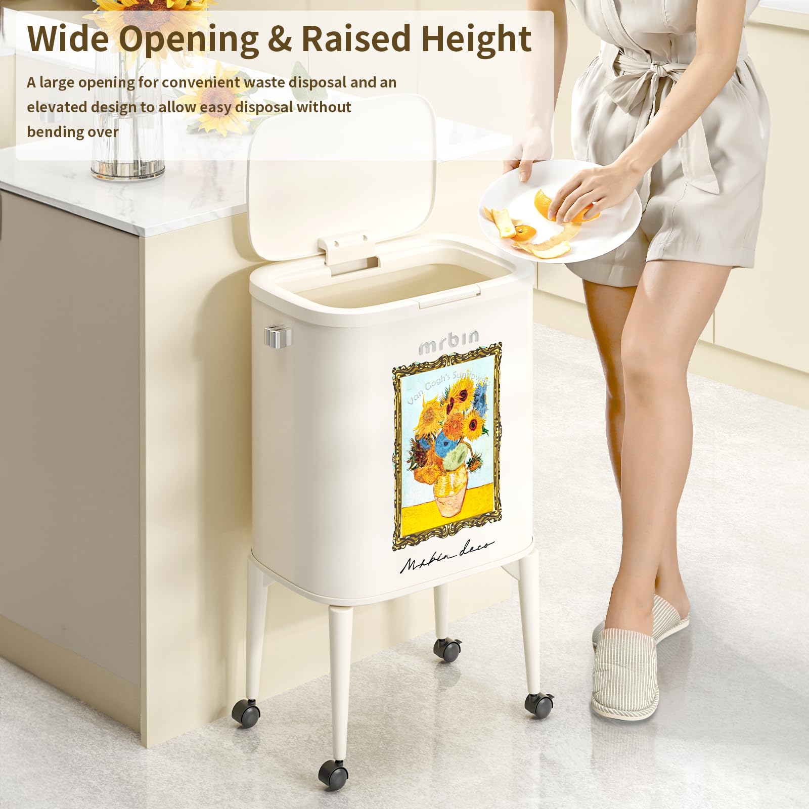 Metal Kitchen Trash Can with Lid
