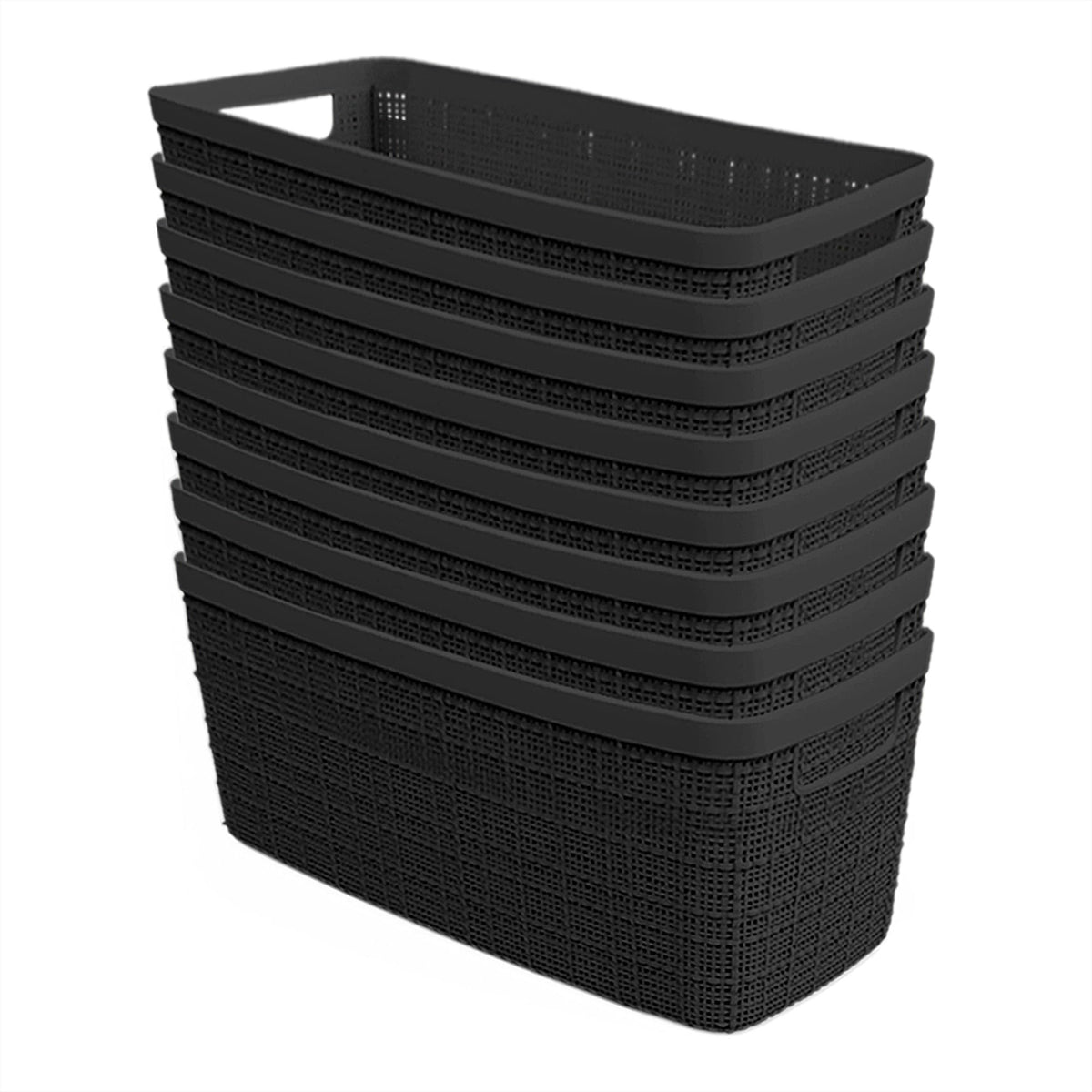 Set of 8 Slim 6.8L Jute Decorative Plastic Organization and Storage Baskets (8 Count)