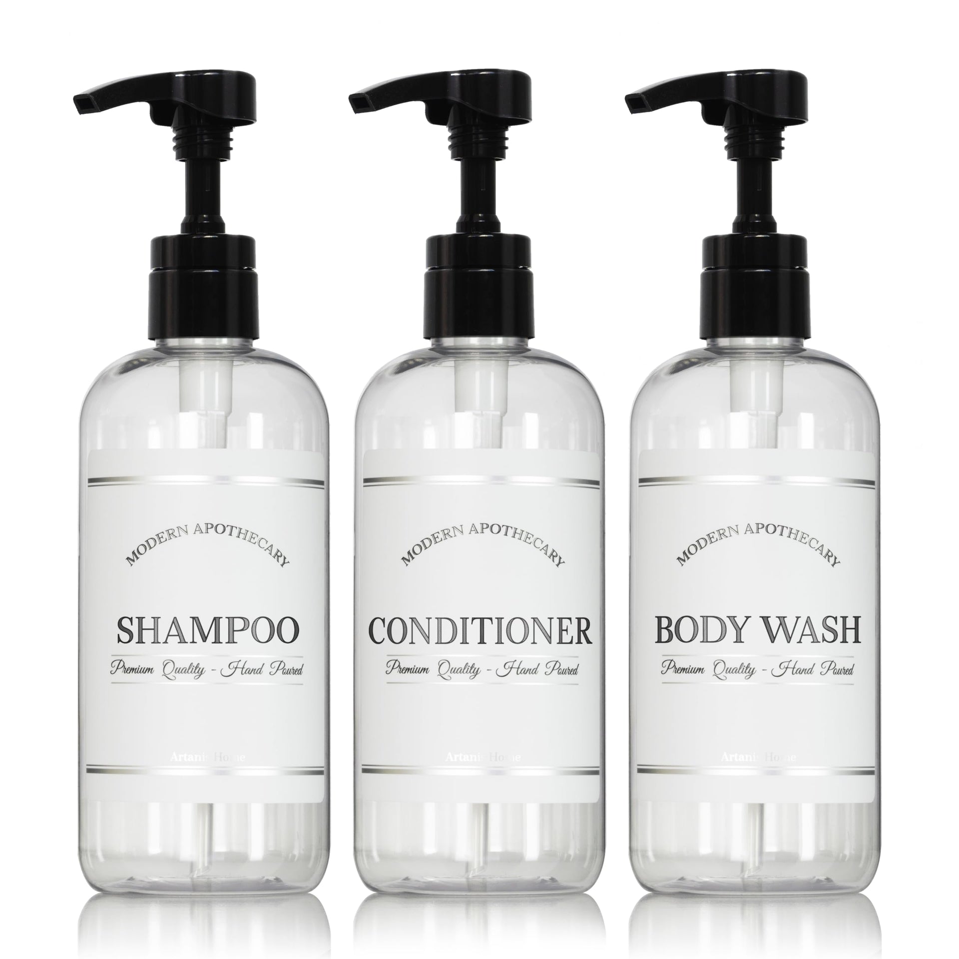 Clear Refillable Shampoo and Conditioner Bottles (3 Count)