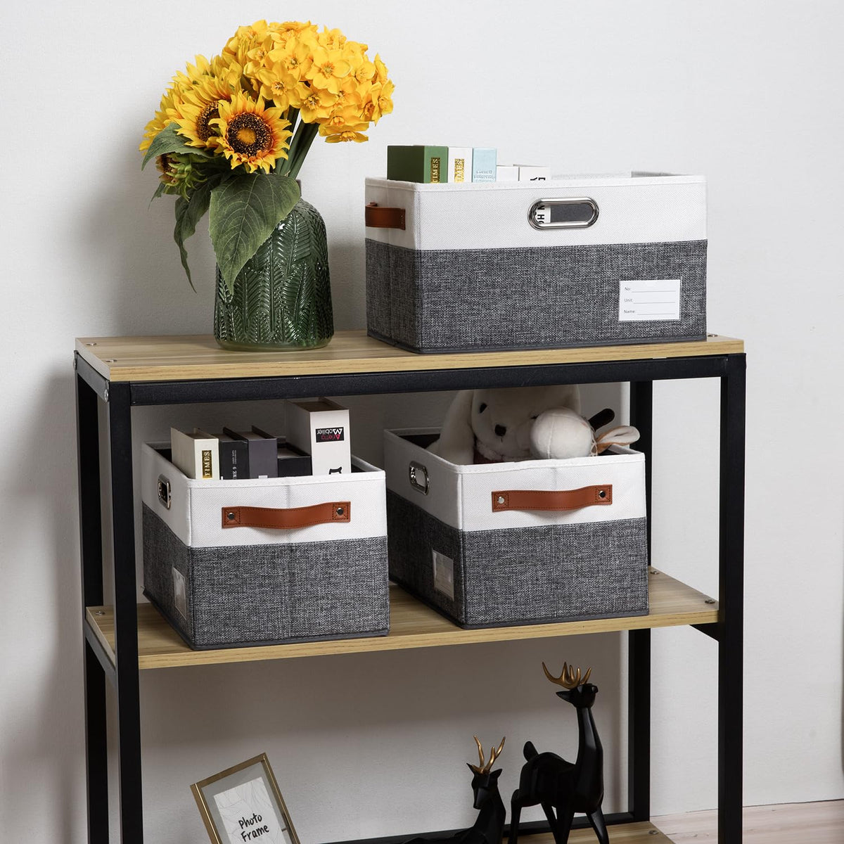 Larger Foldable Storage Bins with Handles [5 (5 Count)