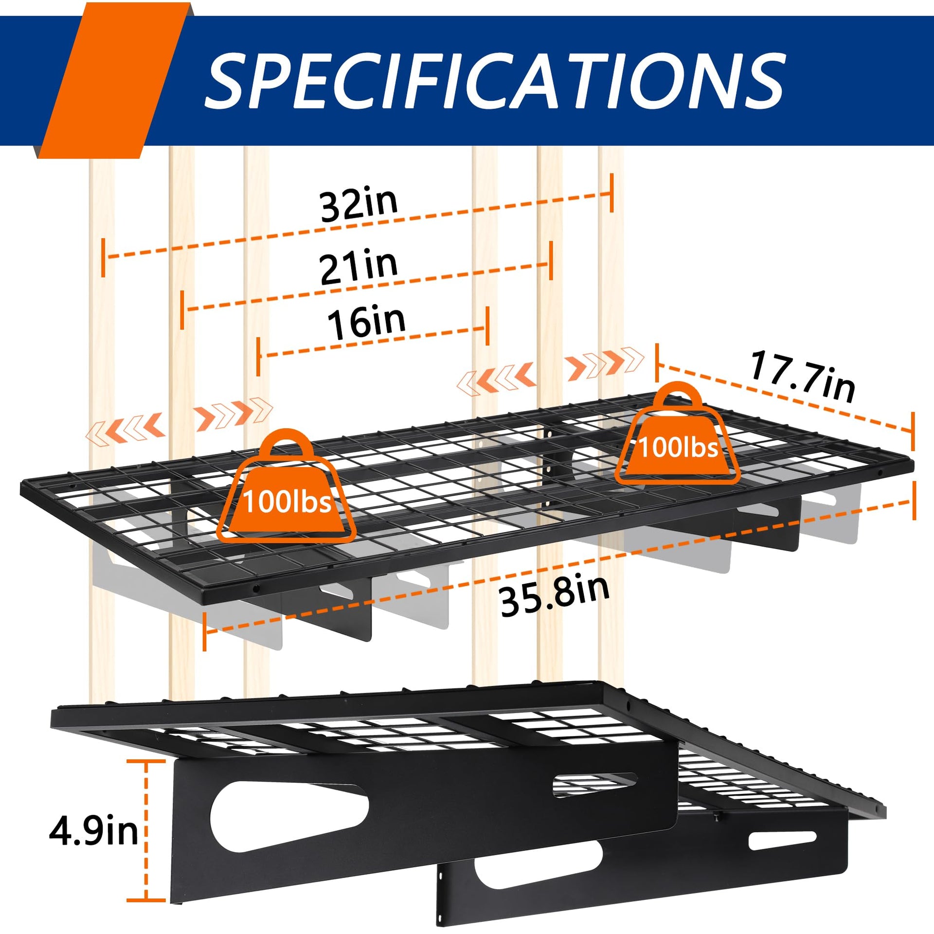 2 Pack 1.5x3FT Garage Shelving 17.7 (2 Count)