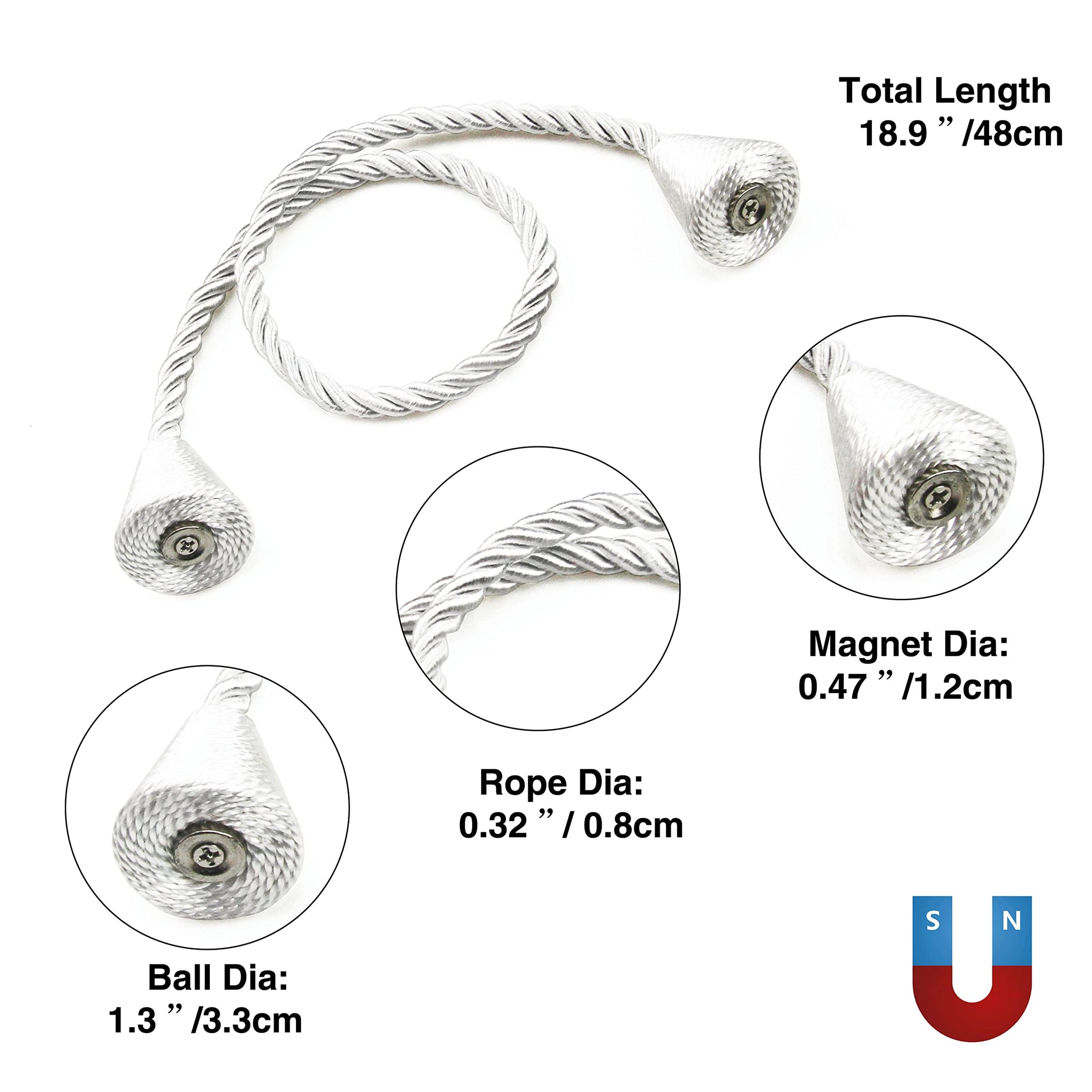 Magnetic Curtain Tiebacks Rope Decorative Holdbacks for Drapes Nieffeiy