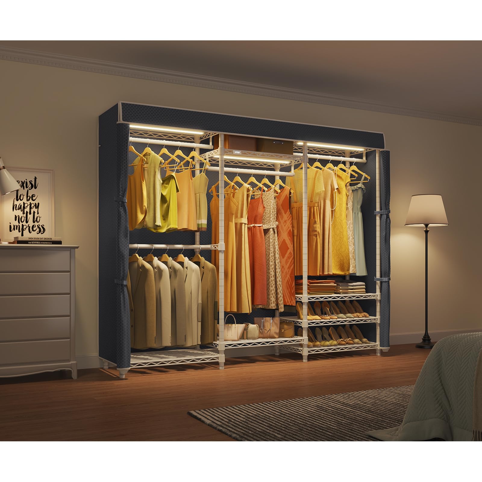 V5LC Garment Rack Heavy Duty Covered with Dimmable LED Light