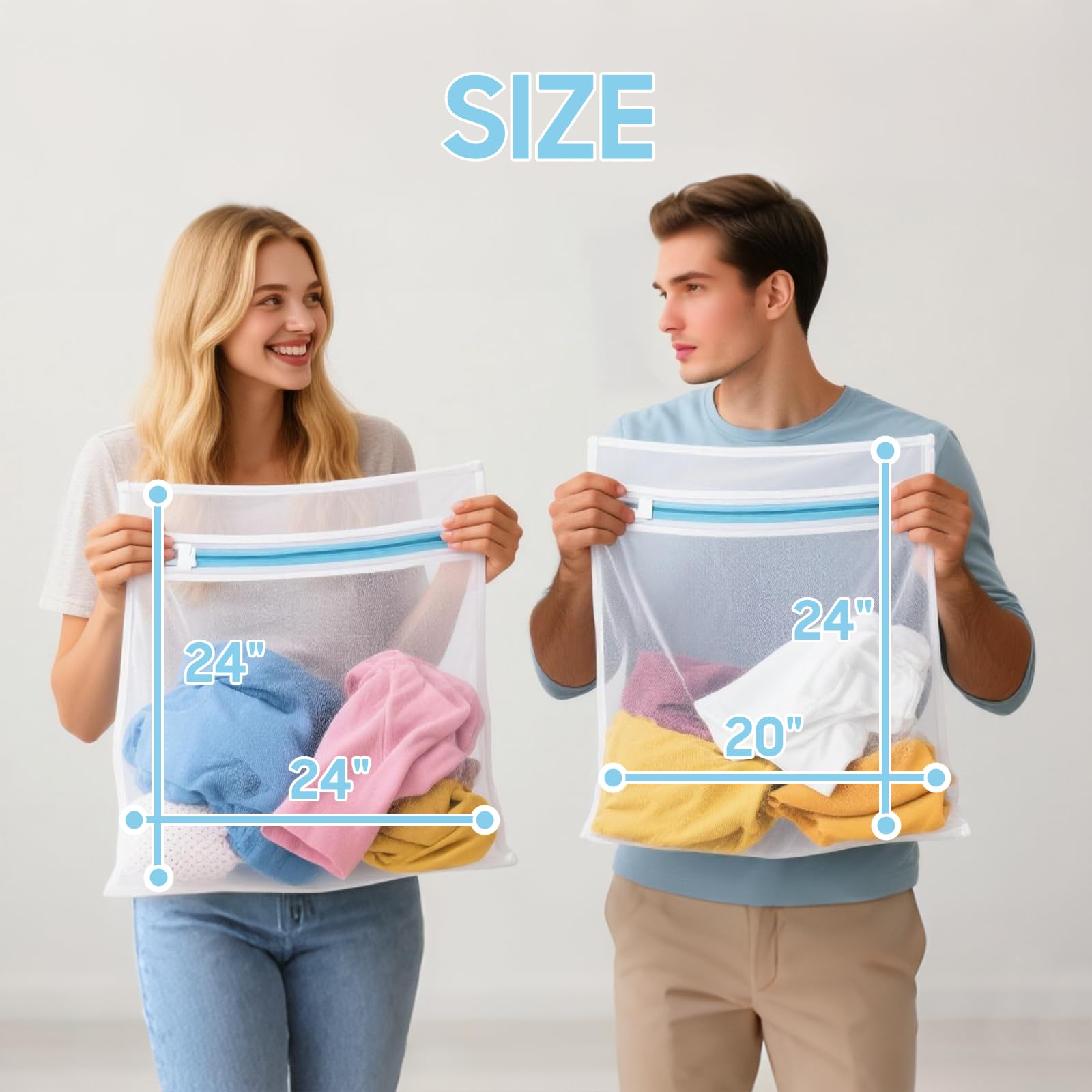 4 Pack Large Fine Mesh Laundry Bags for Delicates (4 Count)