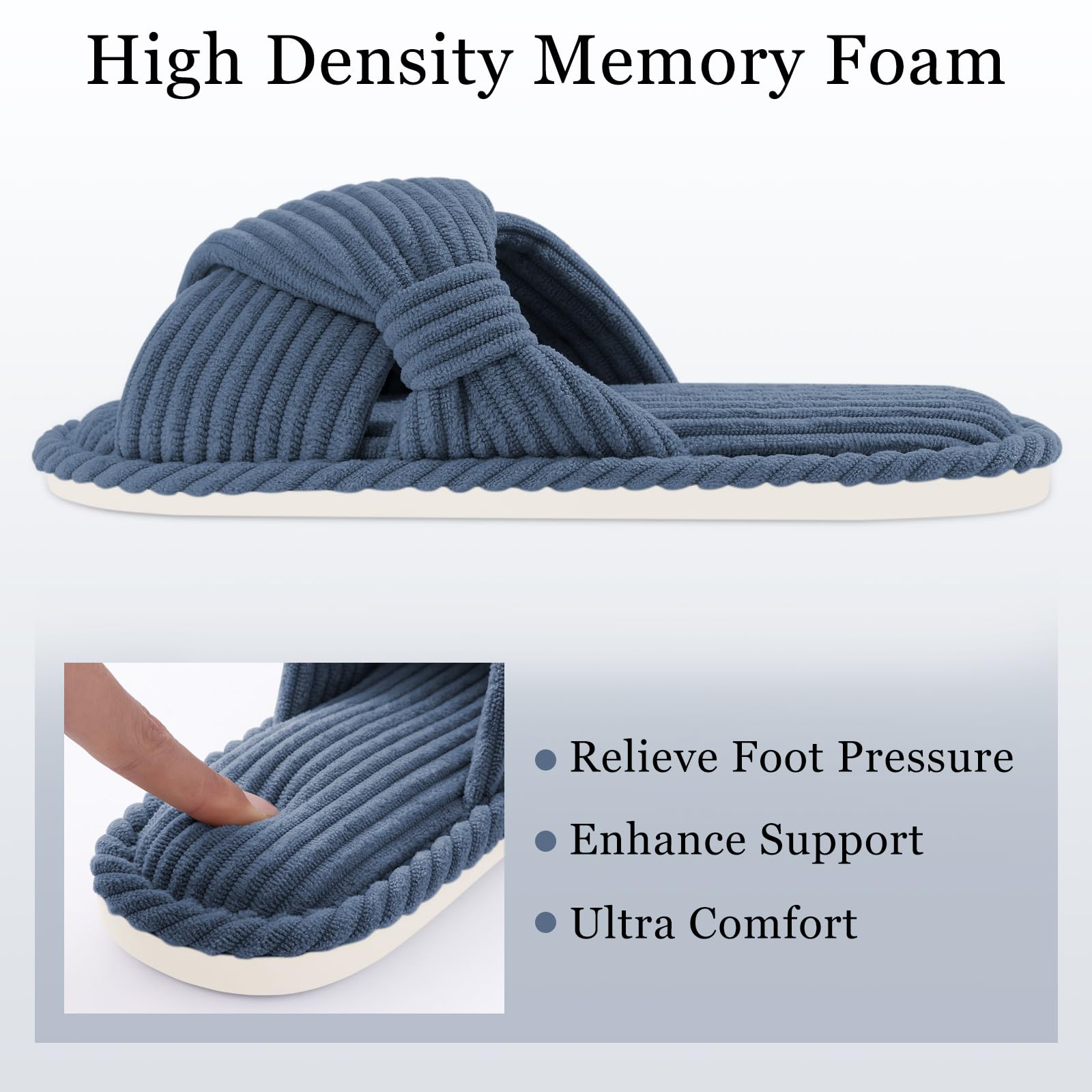 Summer House Slippers for Women Corduroy Open Toe Indoor Slippers