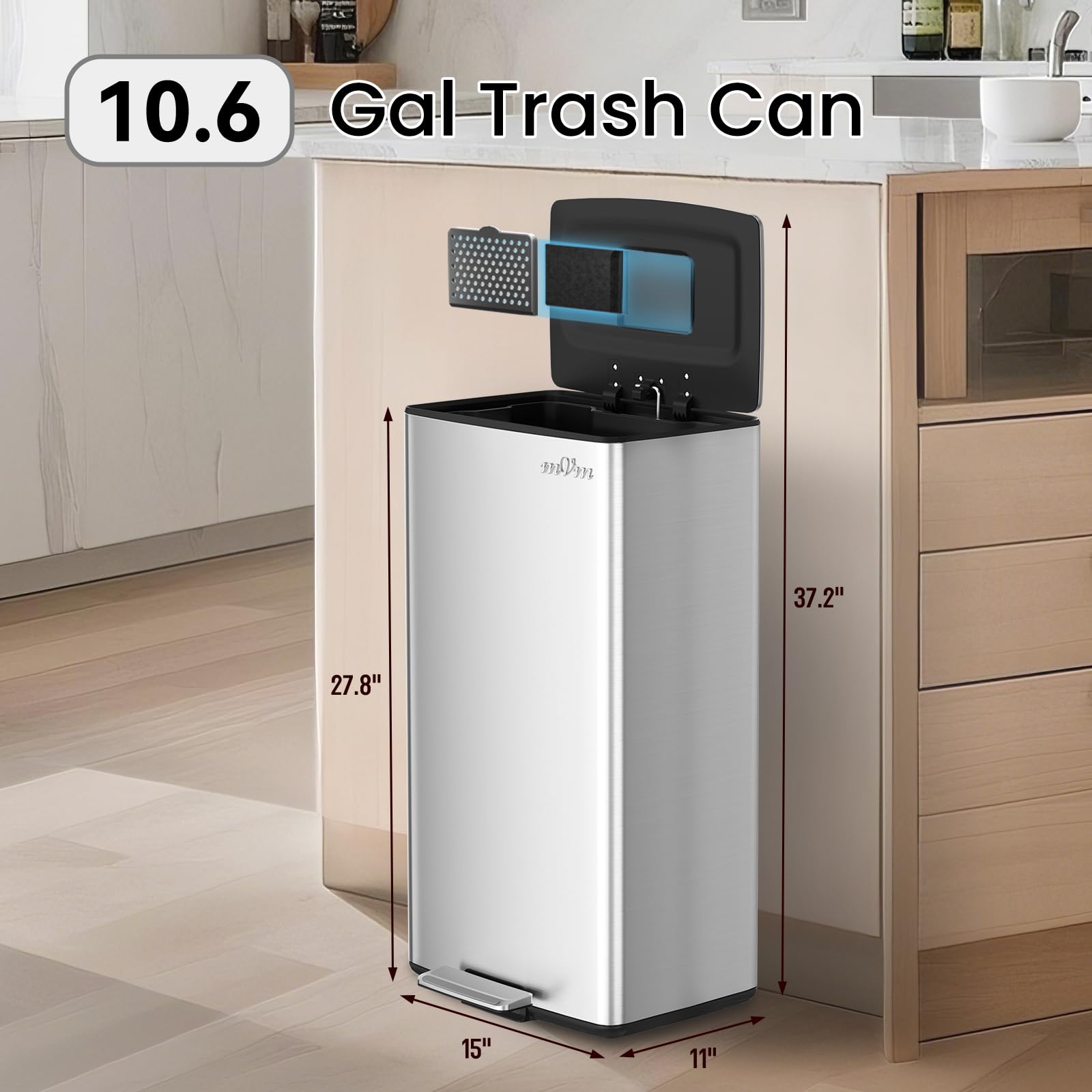 10.6 Gal Kitchen Trash Can