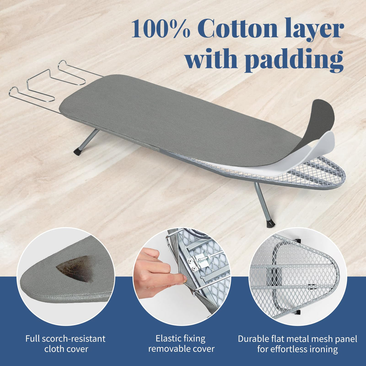 Tabletop Ironing Board with Iron Rest 31"x12" Grey