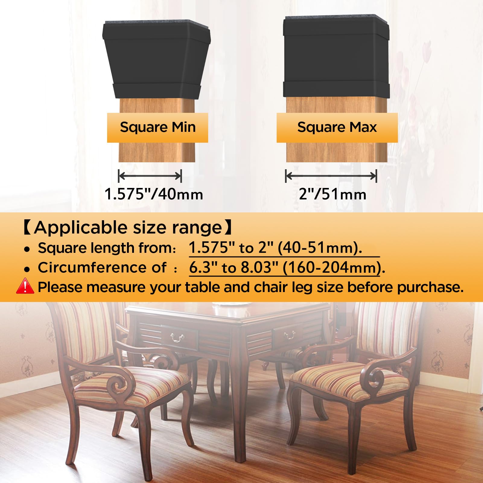 16 PCS Square Chair Leg Floor Protector (16 Count)