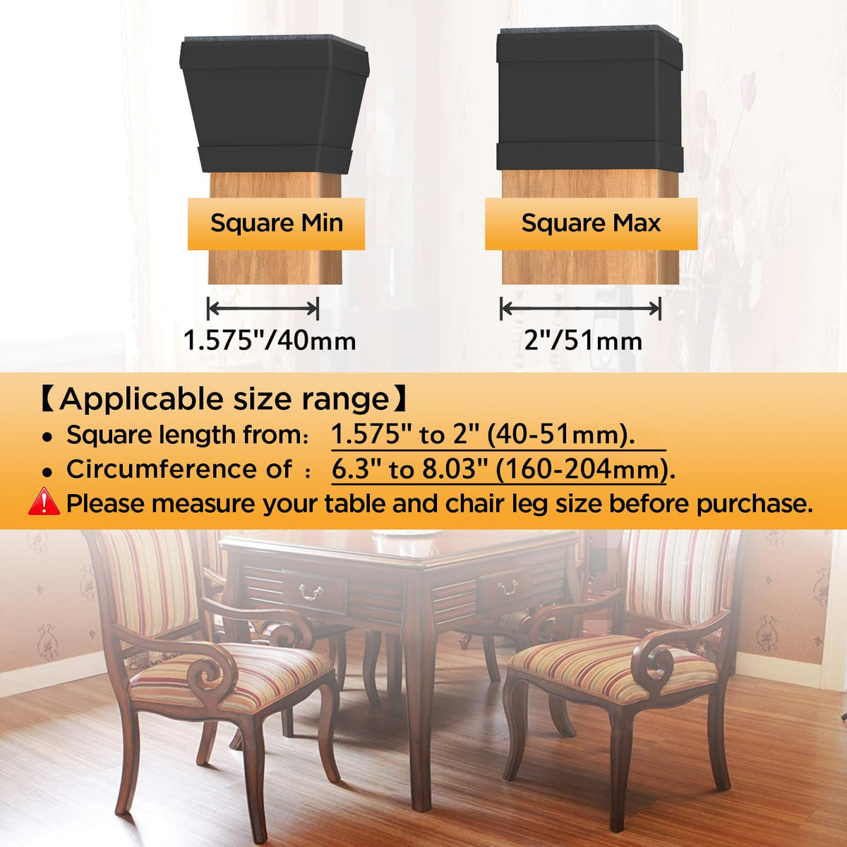 16 PCS Square Chair Leg Floor Protector (16 Count)