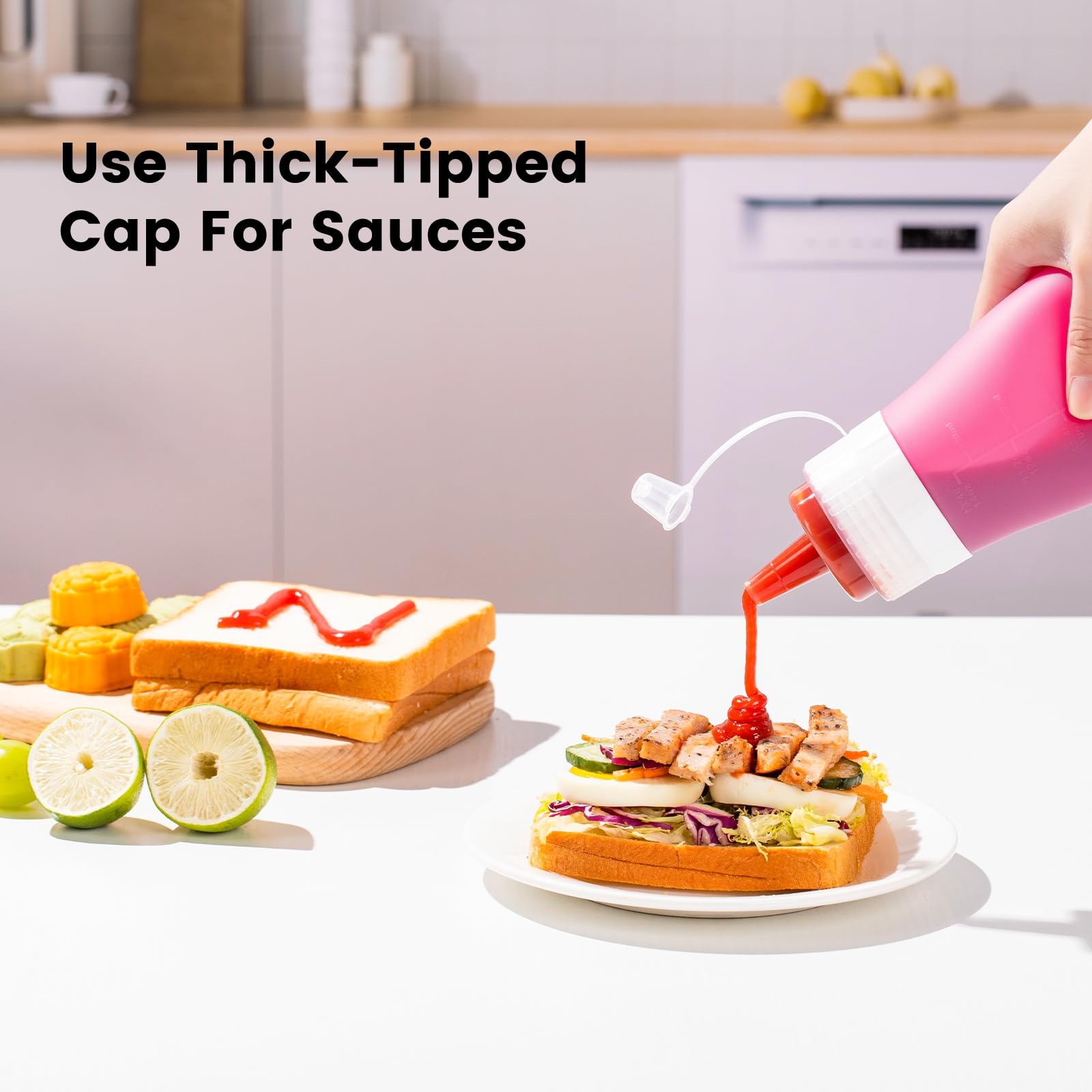 16 oz Silicone Squeeze Bottles for Sauces & Oil (4 Count)