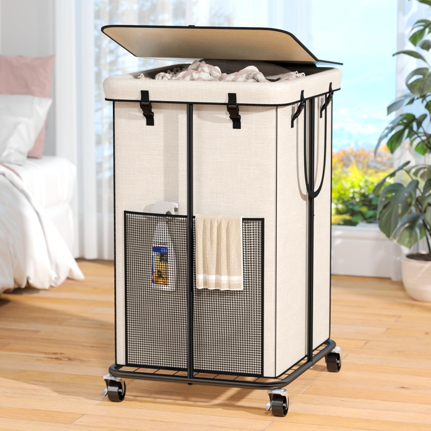 160L Laundry Hamper with Lid & Wheels