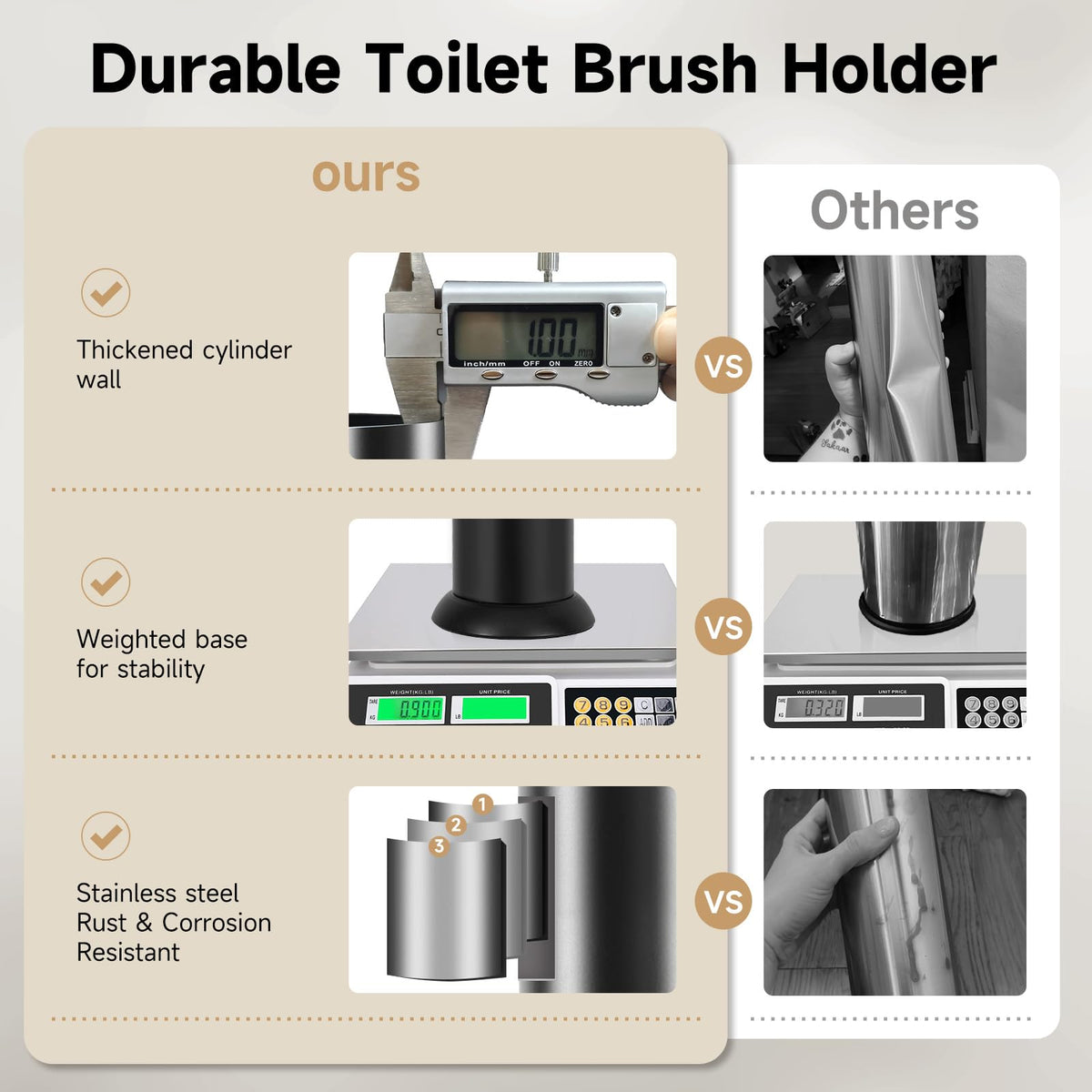 Black Toilet Brush and Holder