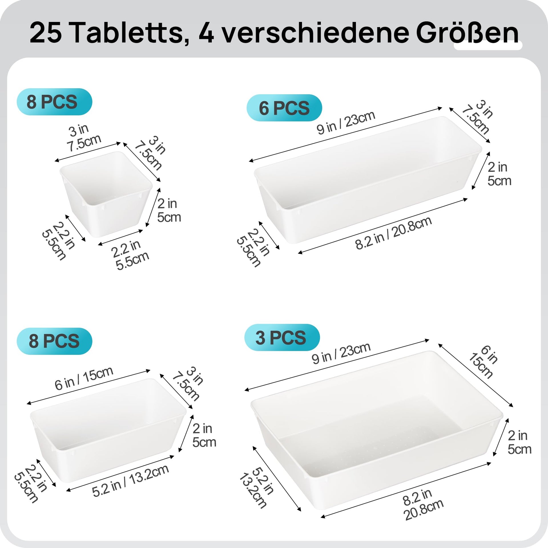 25 Pack Plastic Drawer Organizers with Non (25 Count)