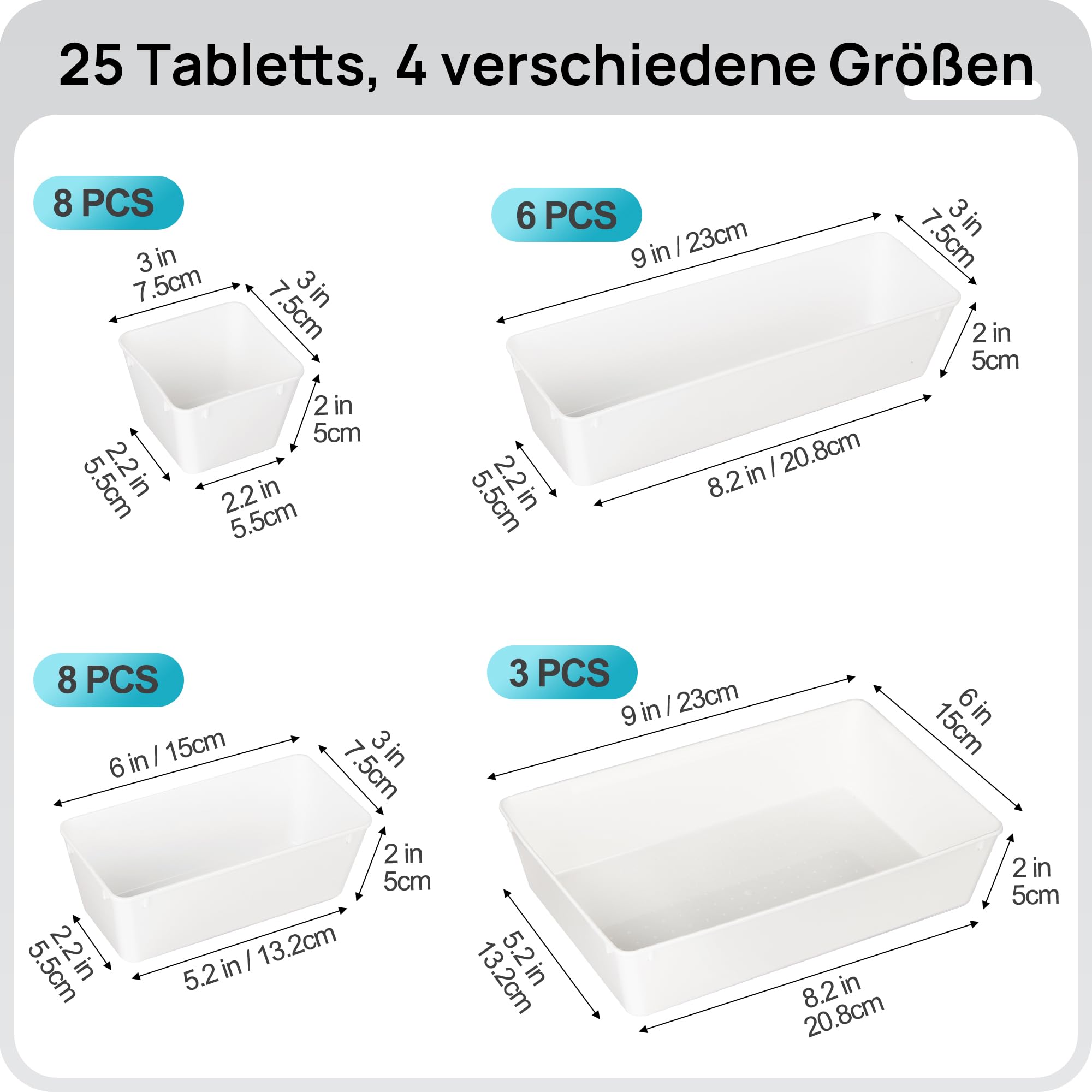 25 Pack Plastic Drawer Organizers with Non (25 Count)