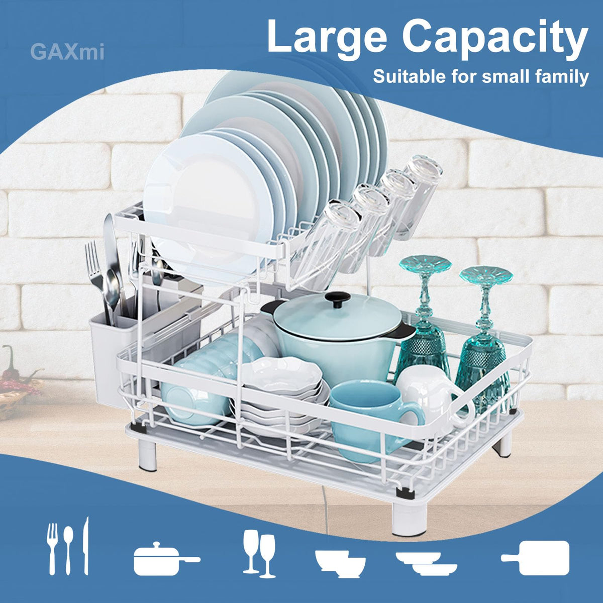 Dish Drying Rack with Drainboard for Kitchen Countertop 2