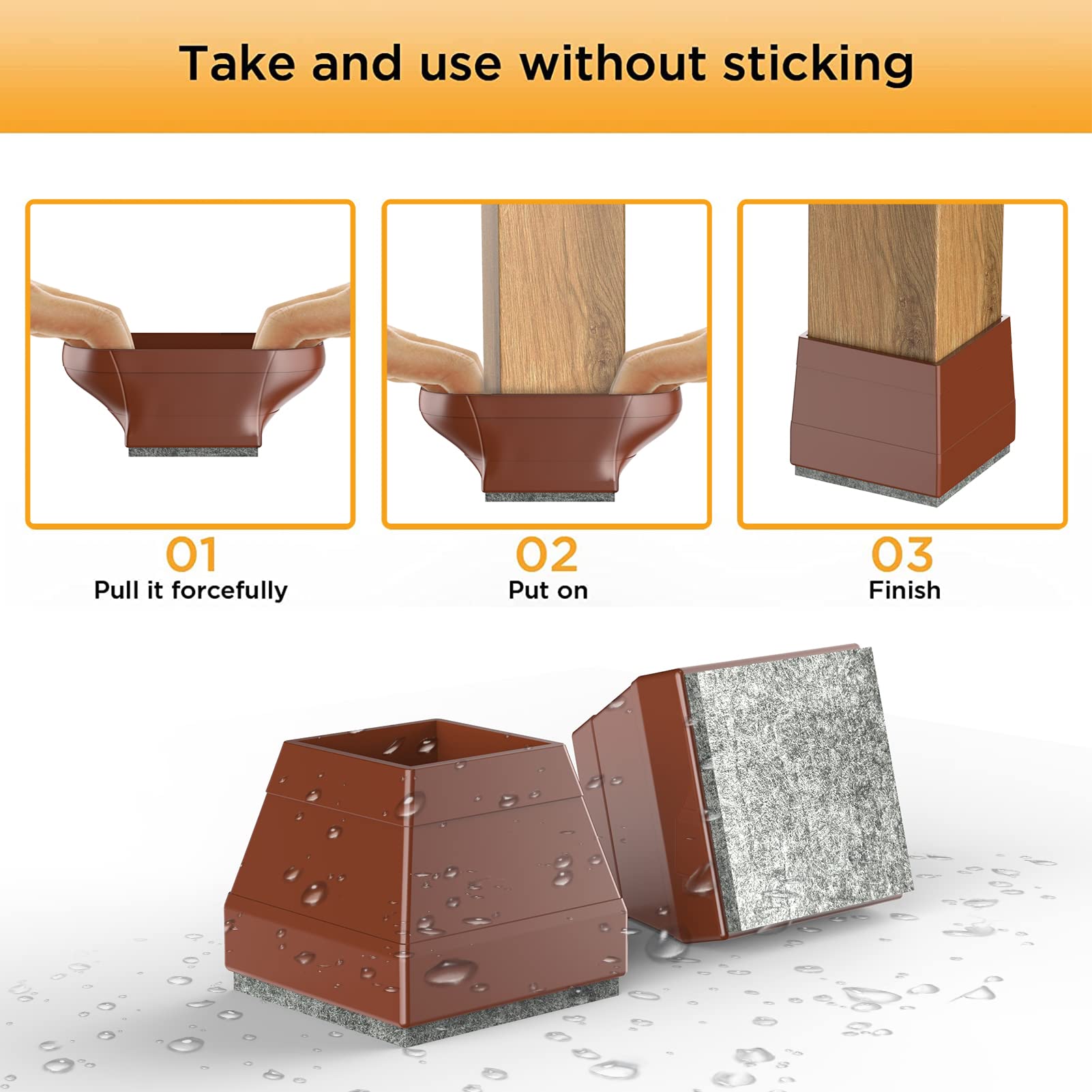 Square Chair Leg Protectors for Hardwood Floors (16 Count)