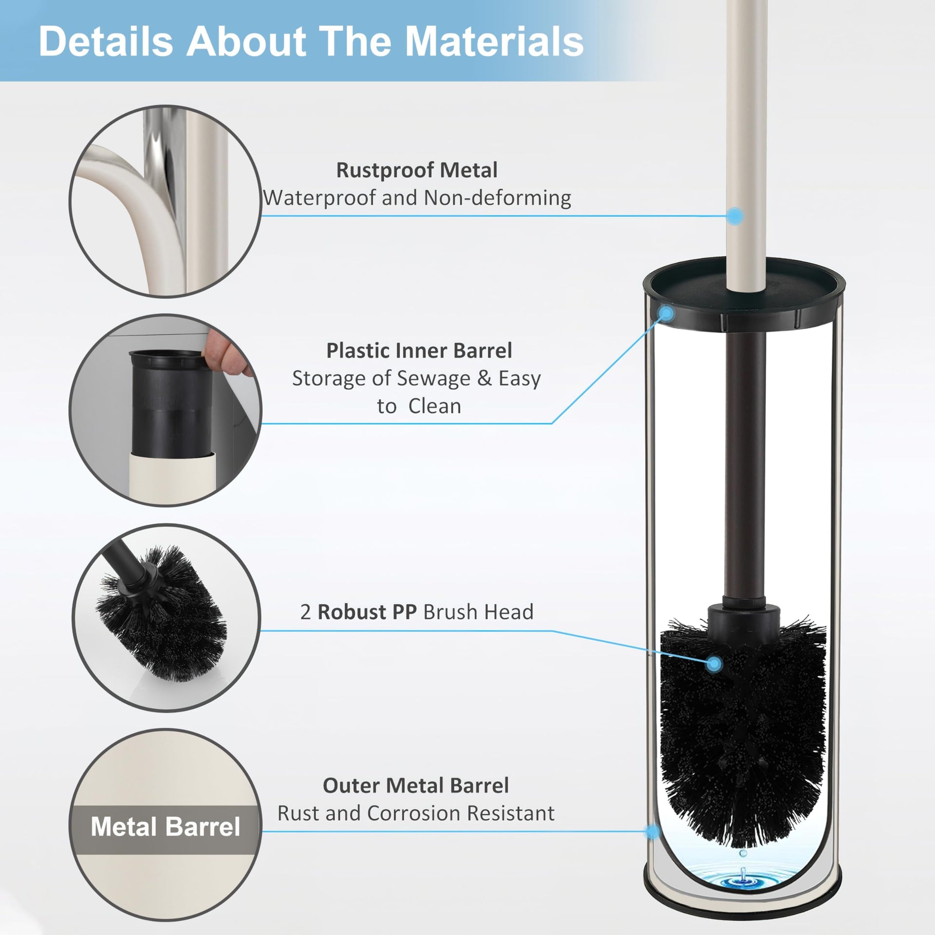 White Toilet Brush and Holder