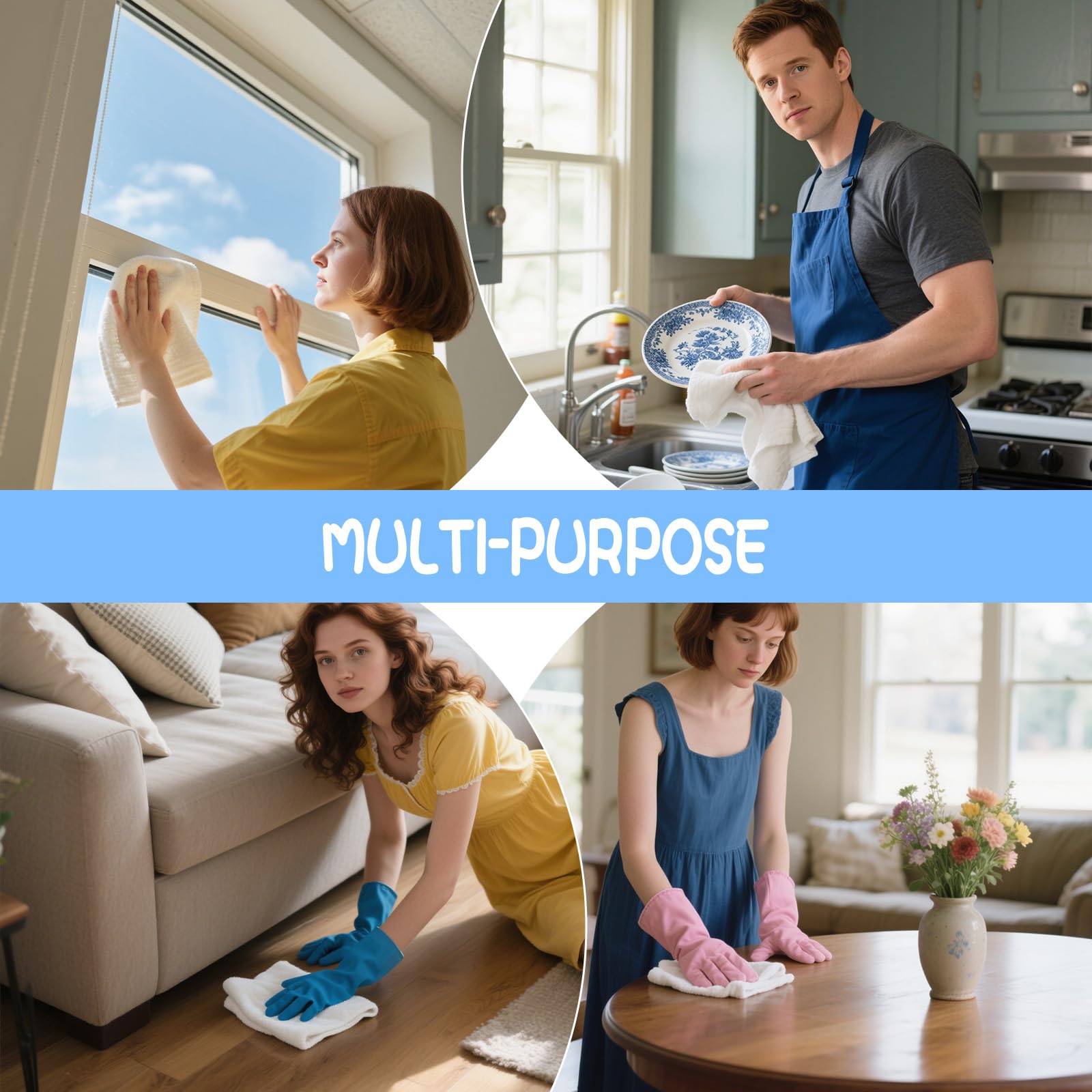 4 Pack Extra Large Microfiber Cleaning Cloths 20"x30" (4 Count)