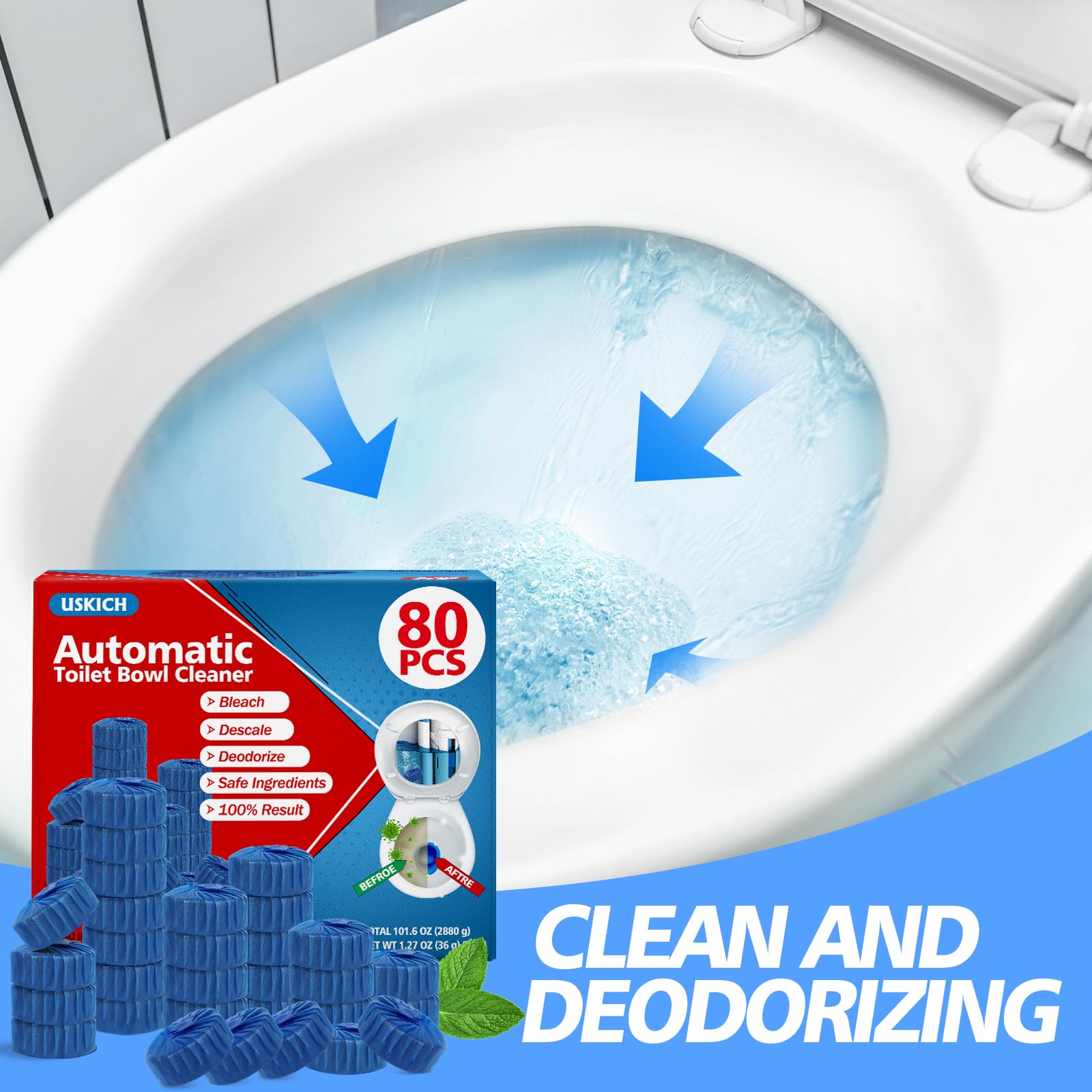 80 Pack Toilet Bowl Cleaner Tablets (80 Count)