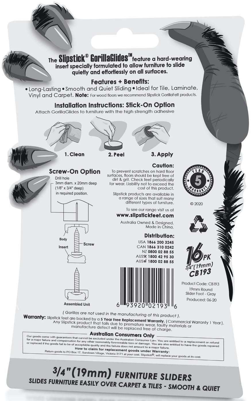 GorillaGlides Plastic Furniture Sliders