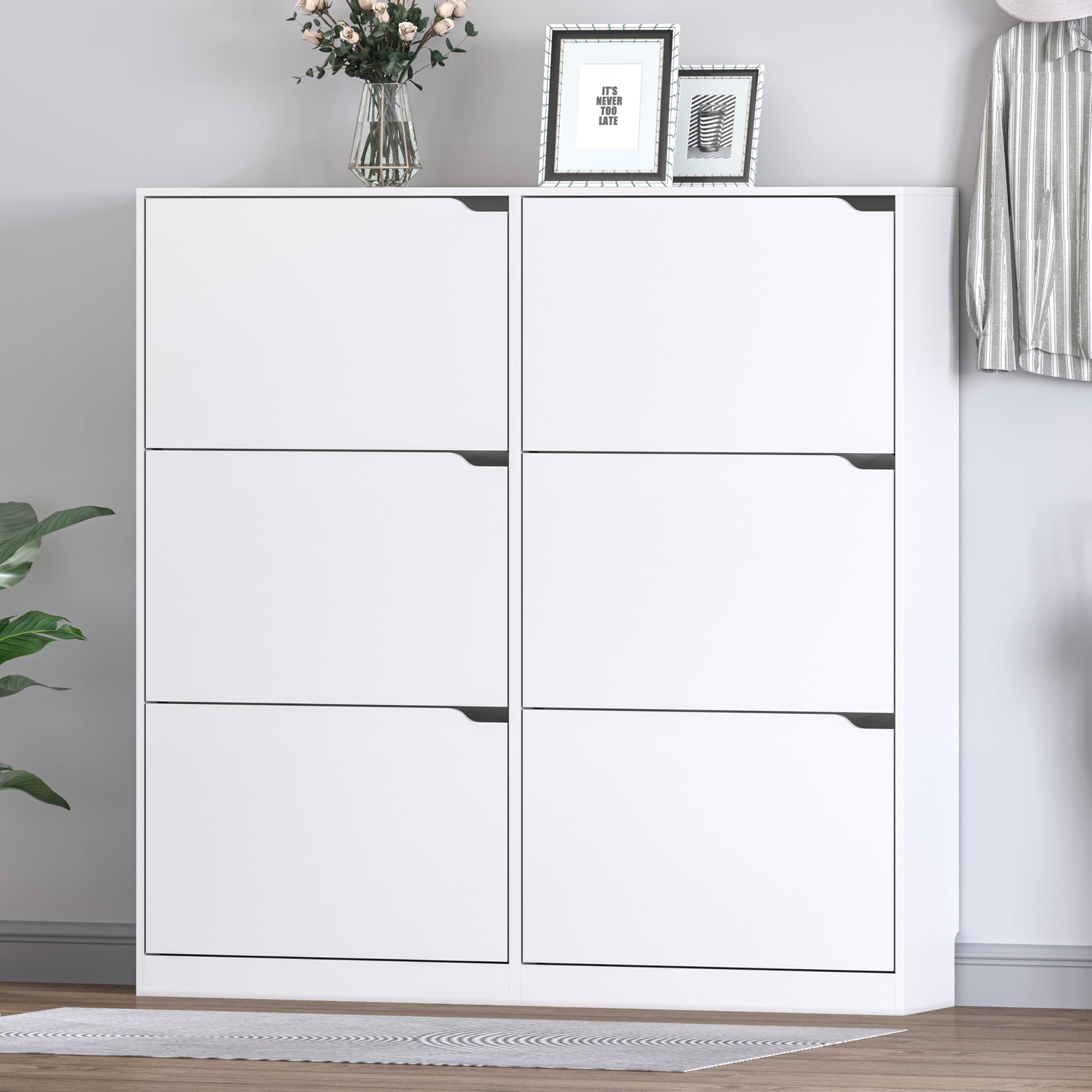 Shoe Cabinet with 6 Flip Drawers