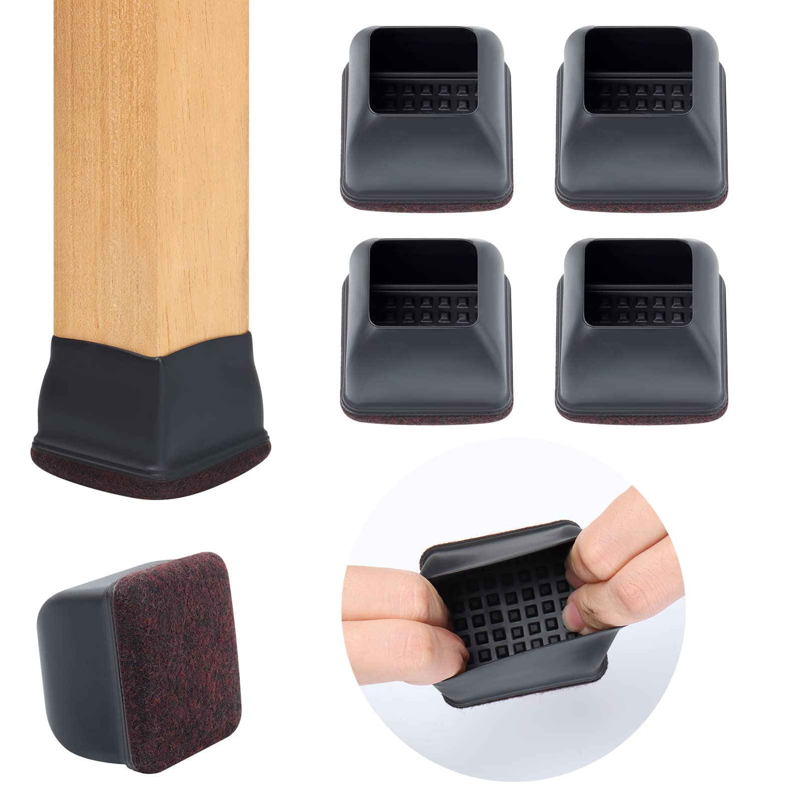 24 Pcs Square Chair Leg Floor Protectors for Hardwood Floors (24 Count)
