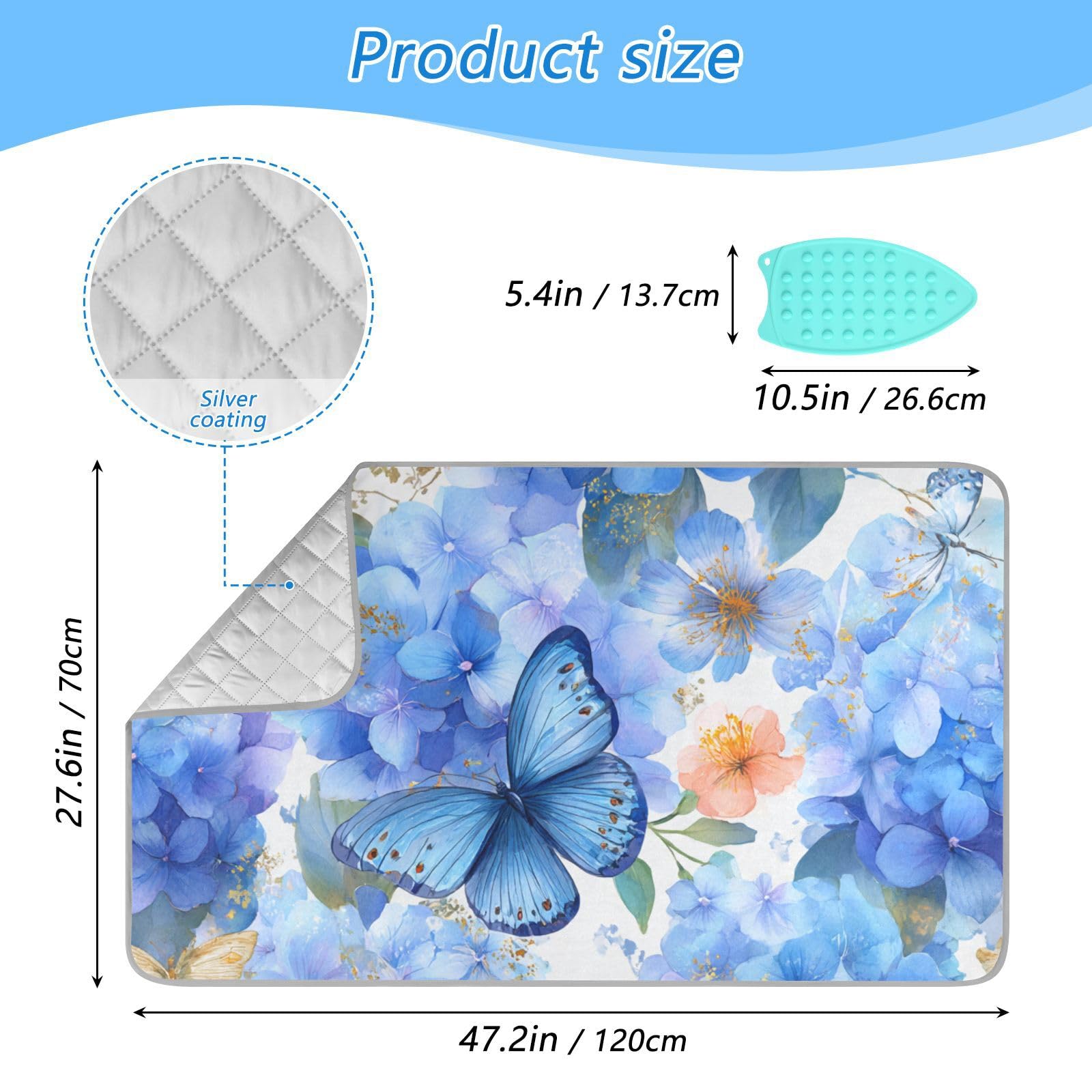 Ironing Mat Portable Ironing Pad Blanket with Silicone Iron Rest for Table Top Travel Heat Resistant Double