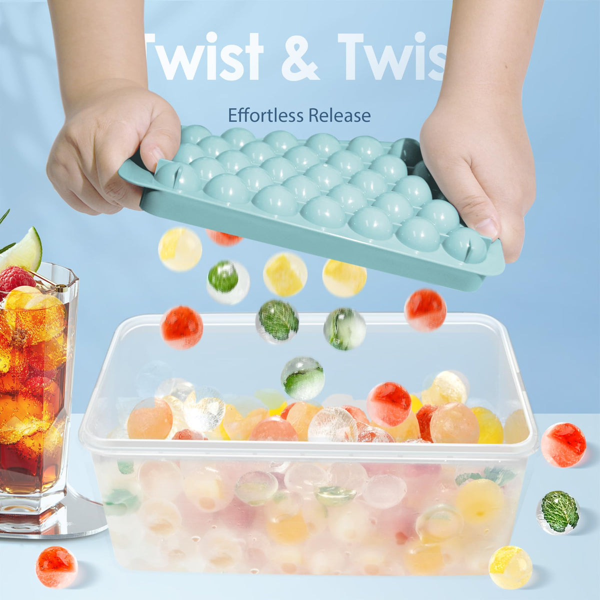 Ice Cube Tray with Lid and Bin