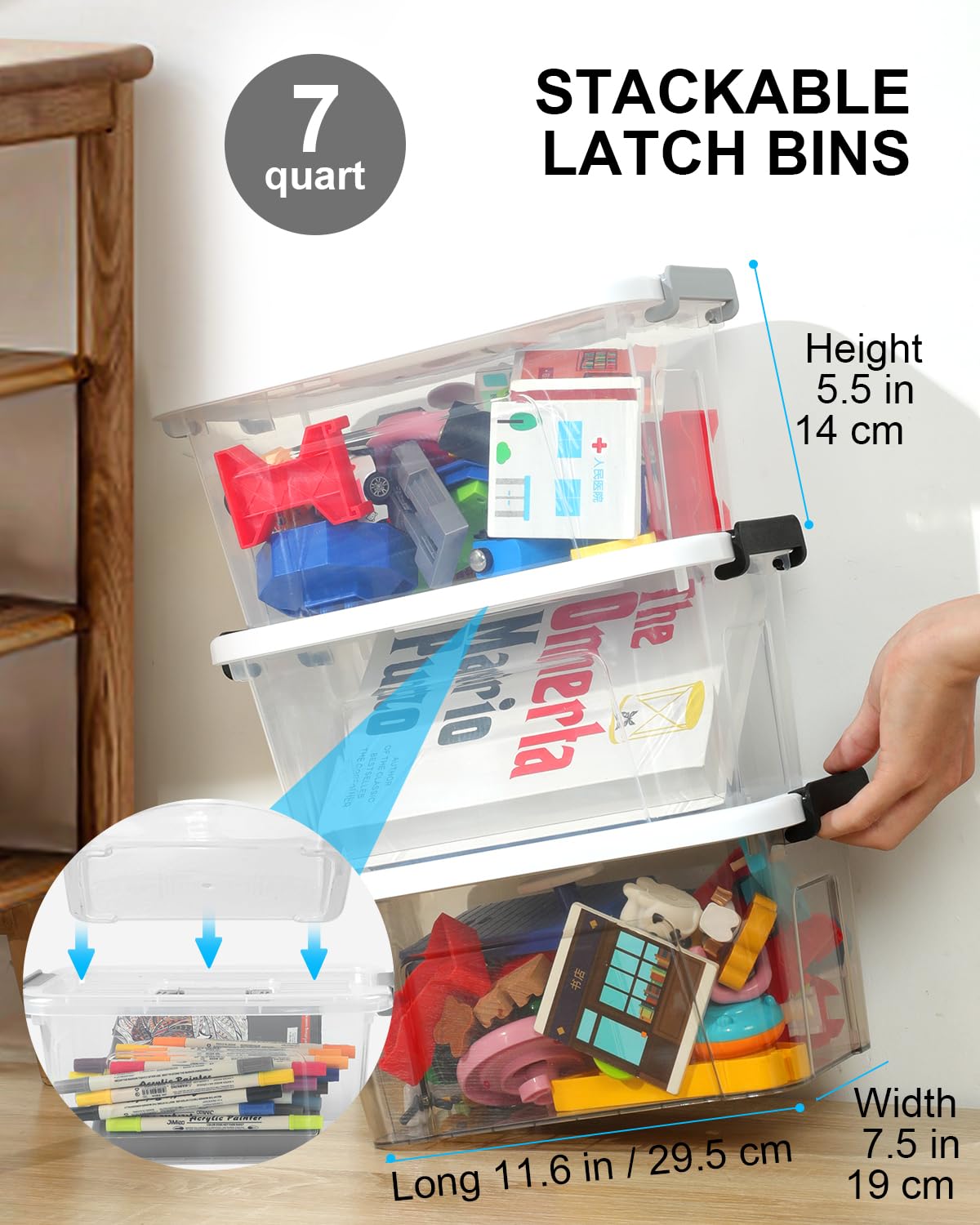 7Qt Clear Plastic Storage Bins with Lids (6 Count)