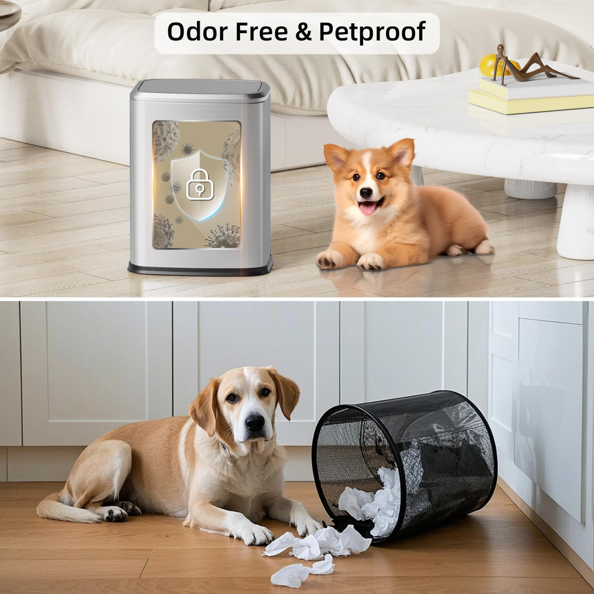 8L 2.1 Gal Small Bathroom Trash Can with Lid (60 Count)