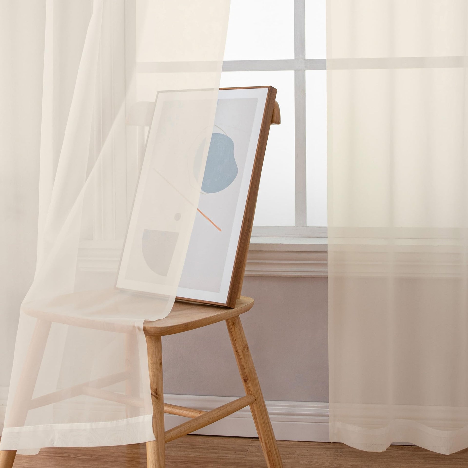 Cream Sheer Curtains 78 Inches Long 2 Panels Set for Living Room (2 Count)