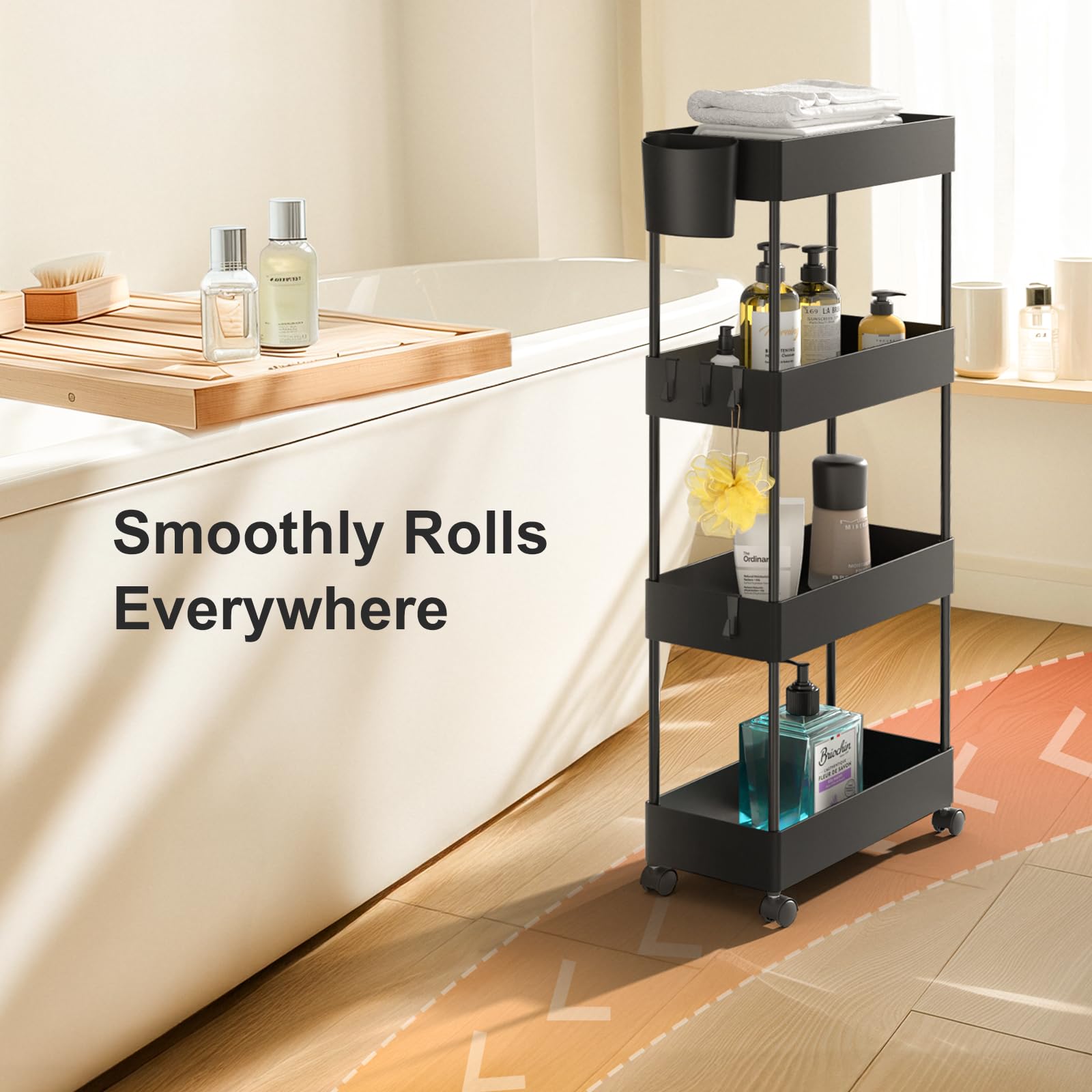 4 Tier Slim Storage Cart with Wheels