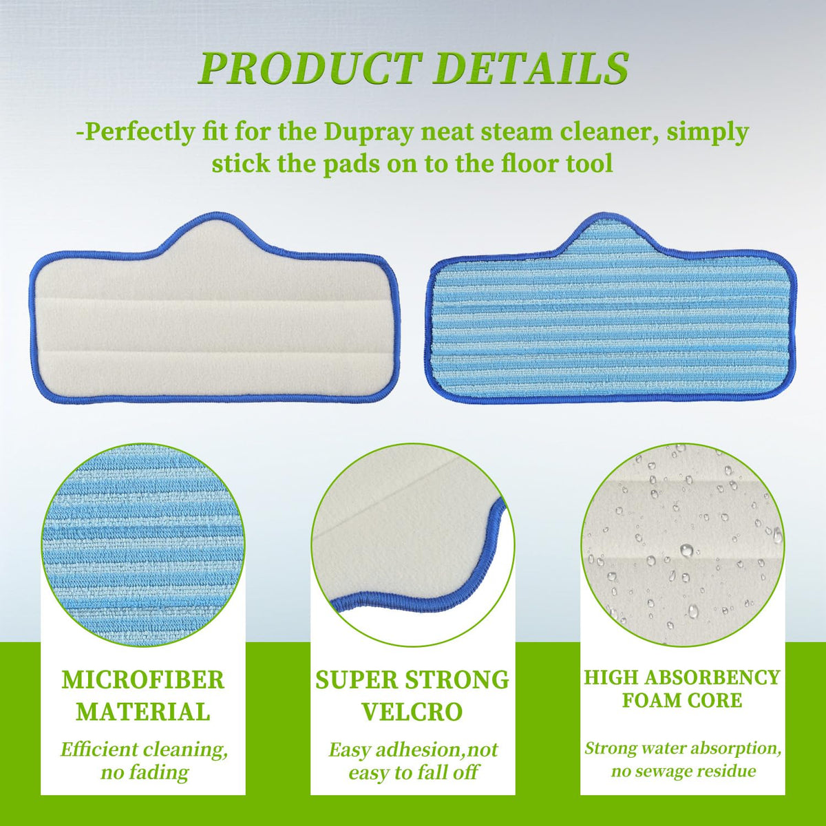 Reusable Microfiber Steam Mop Pad fit for Dupray Neat Steam Cleaner Steam Mop Cleaning Pads