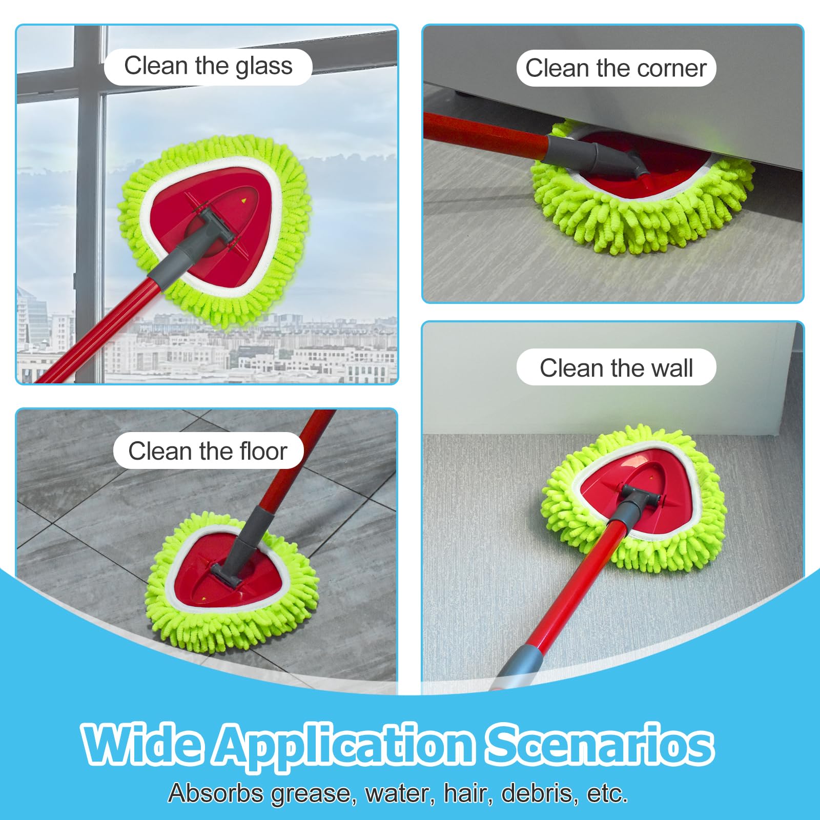 Mop Handle Chenille Duster & Mop Brush for O (5 Count)