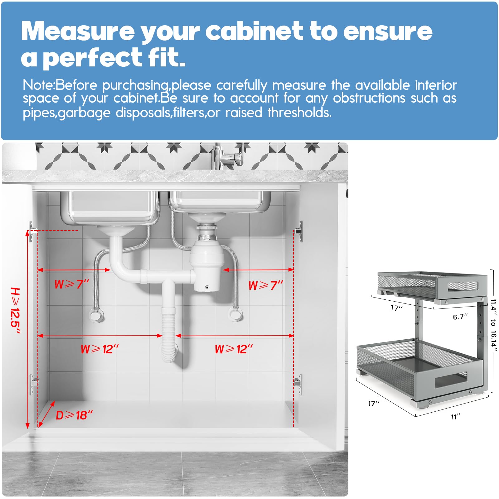 2 Pack 17IN Depth Under Sink Storage Organizer (2 Count)