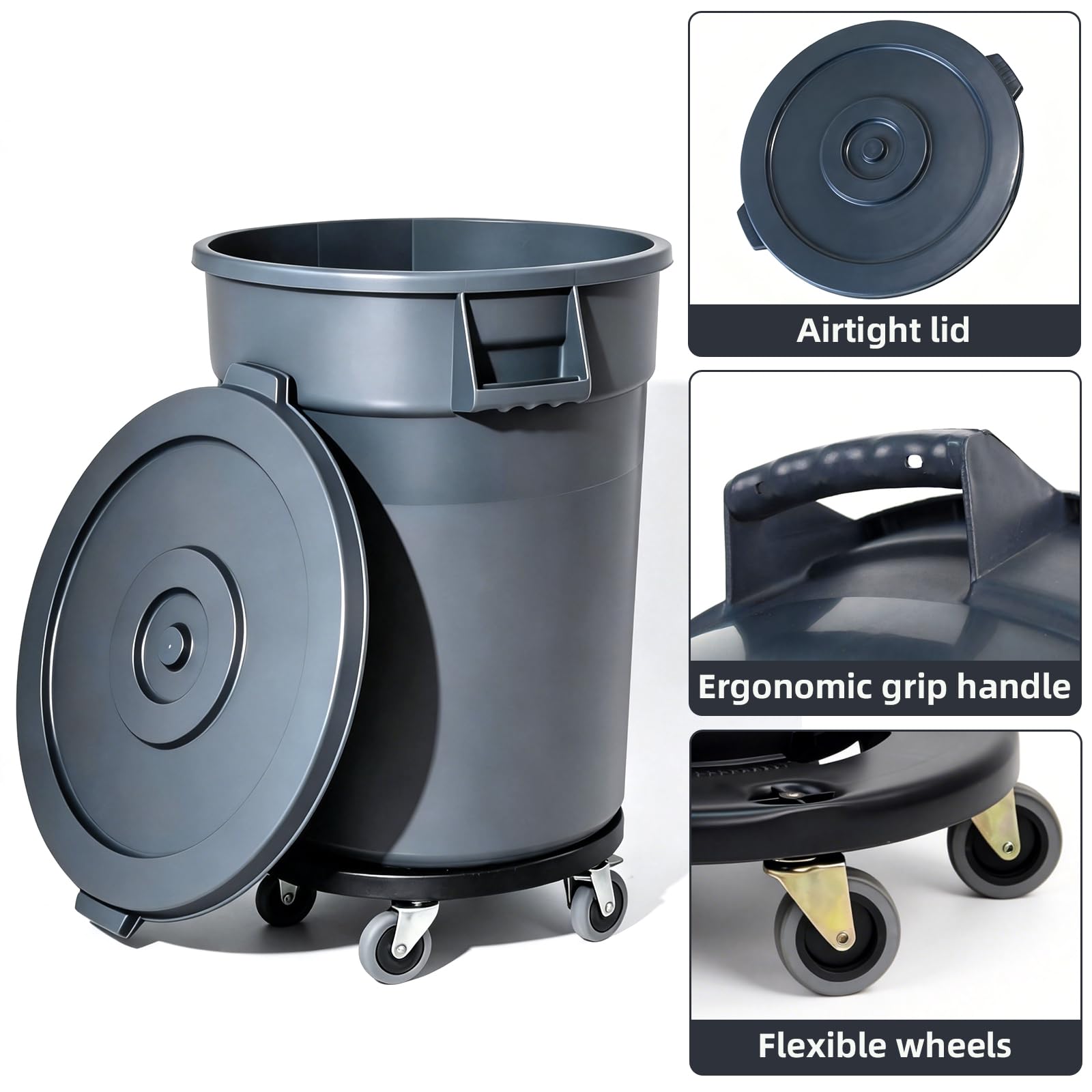 32 Gallon Trash Can with Lid and Wheels